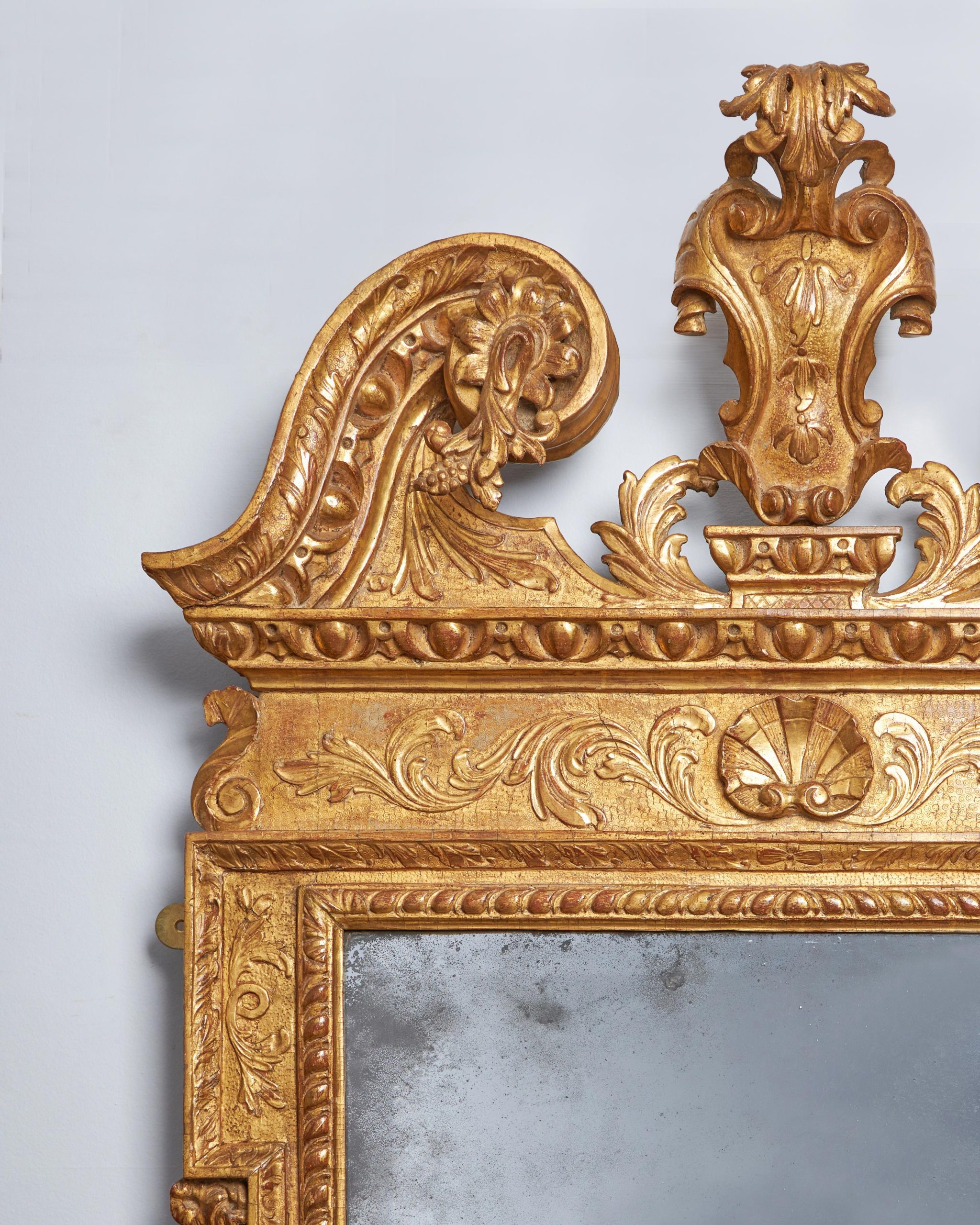 A Rare 18th Century George II Carved Cut Gesso and Giltwood Mirror, Circa 1730 9