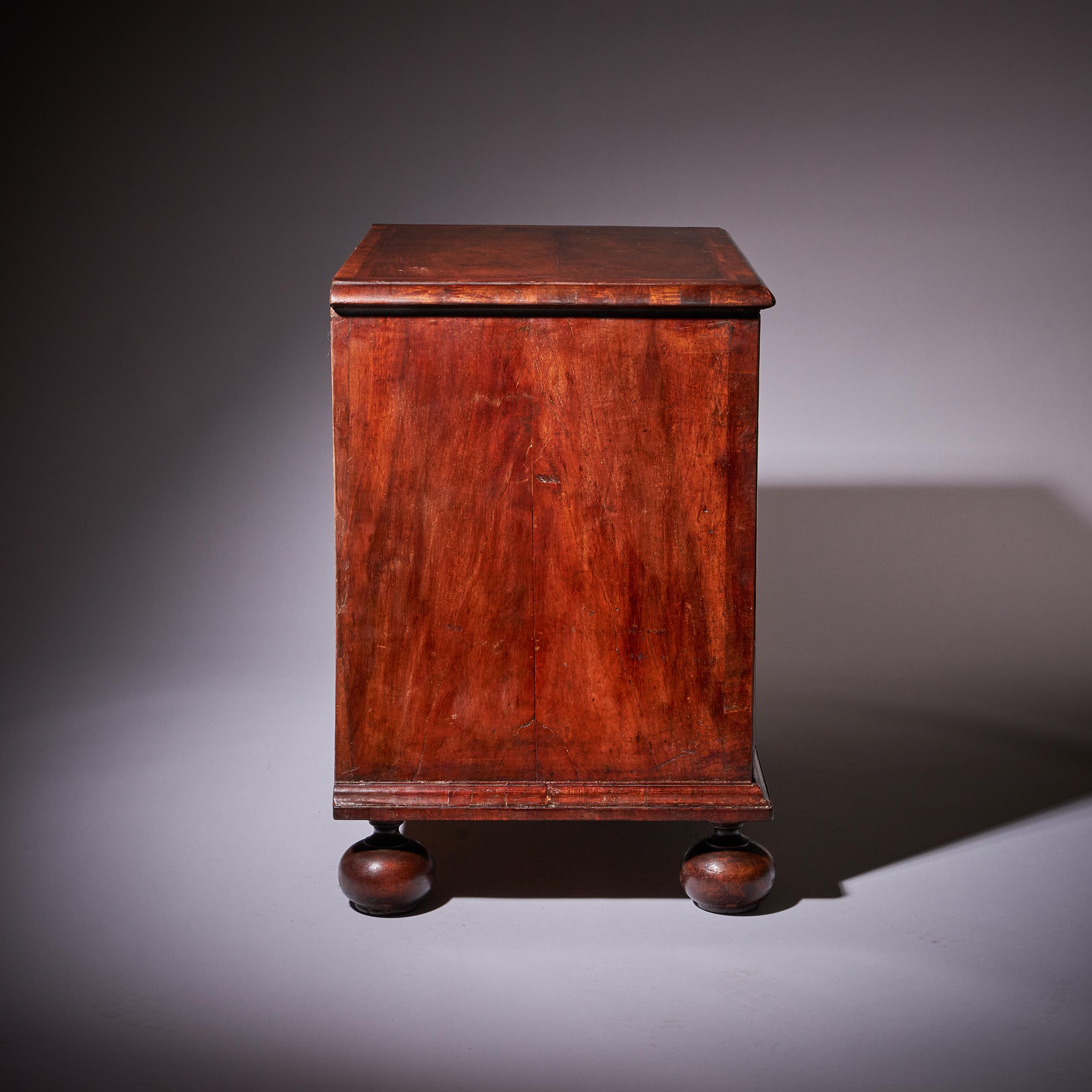 A Small and Rare William and Marry Figured Walnut Chest of Drawers Circa 1690-5