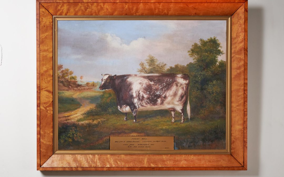 19th Century Portrait of a Prize Winning Cow in a Landscape Scene, Forest Bel