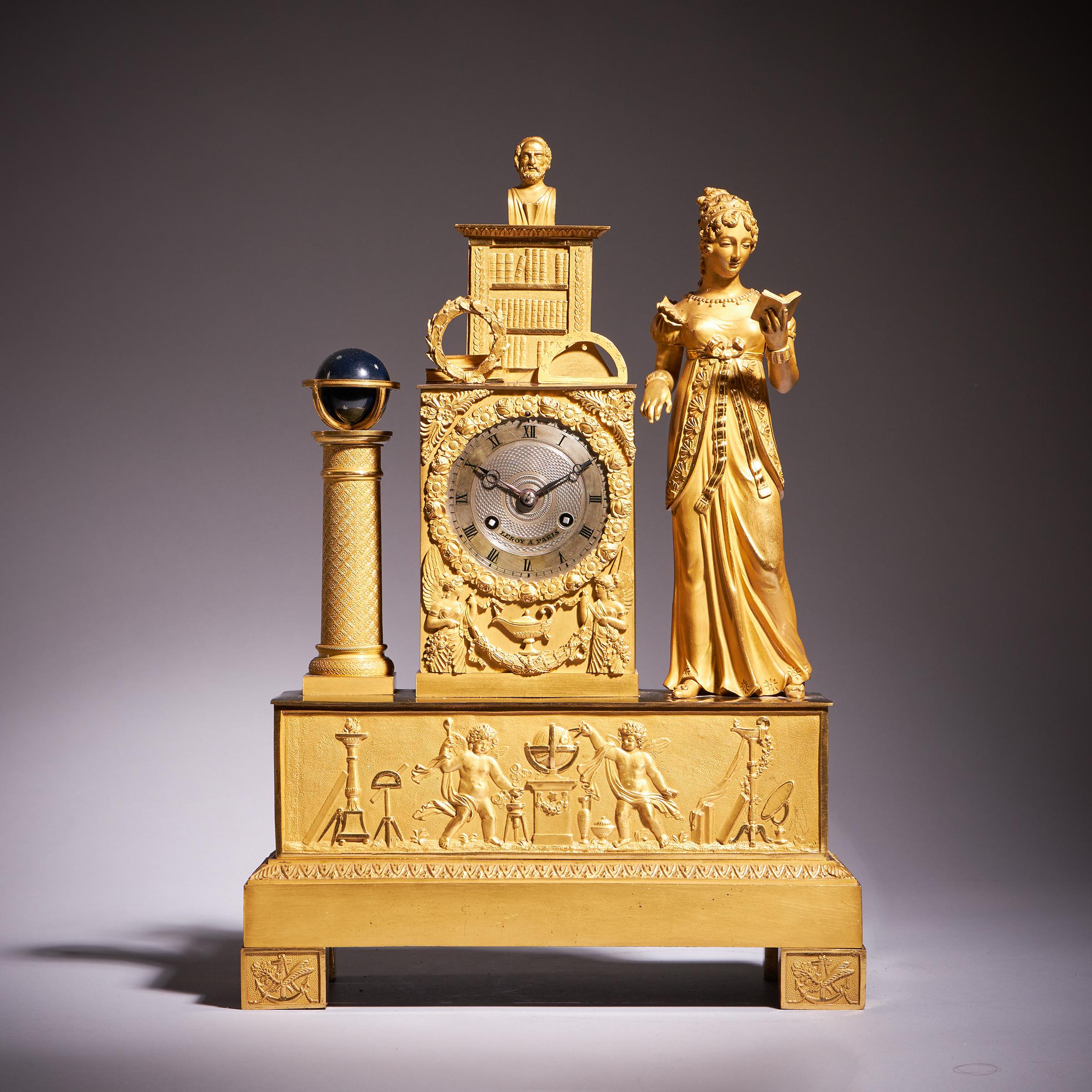 Fine 19th-century French ormolu mantel clock (pendule) by Leroy a Paris, c. 1825 1