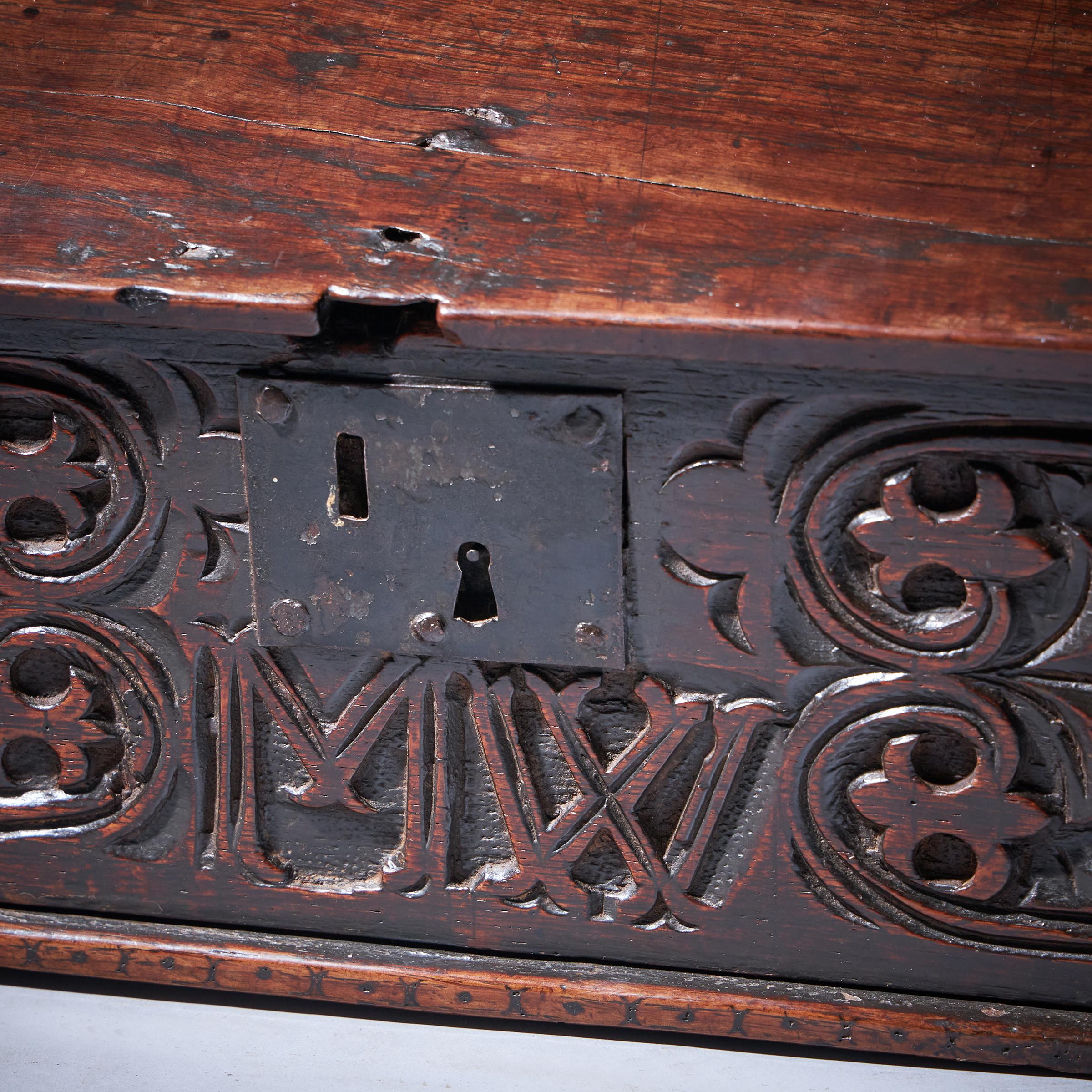 17th Century Charles II Carved Oak Writing Box or Desk Box circa 1670 England 6