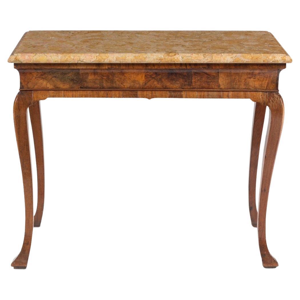 18th Century George II Figured Walnut Console Table, Sienna Brocatelle Marble 1