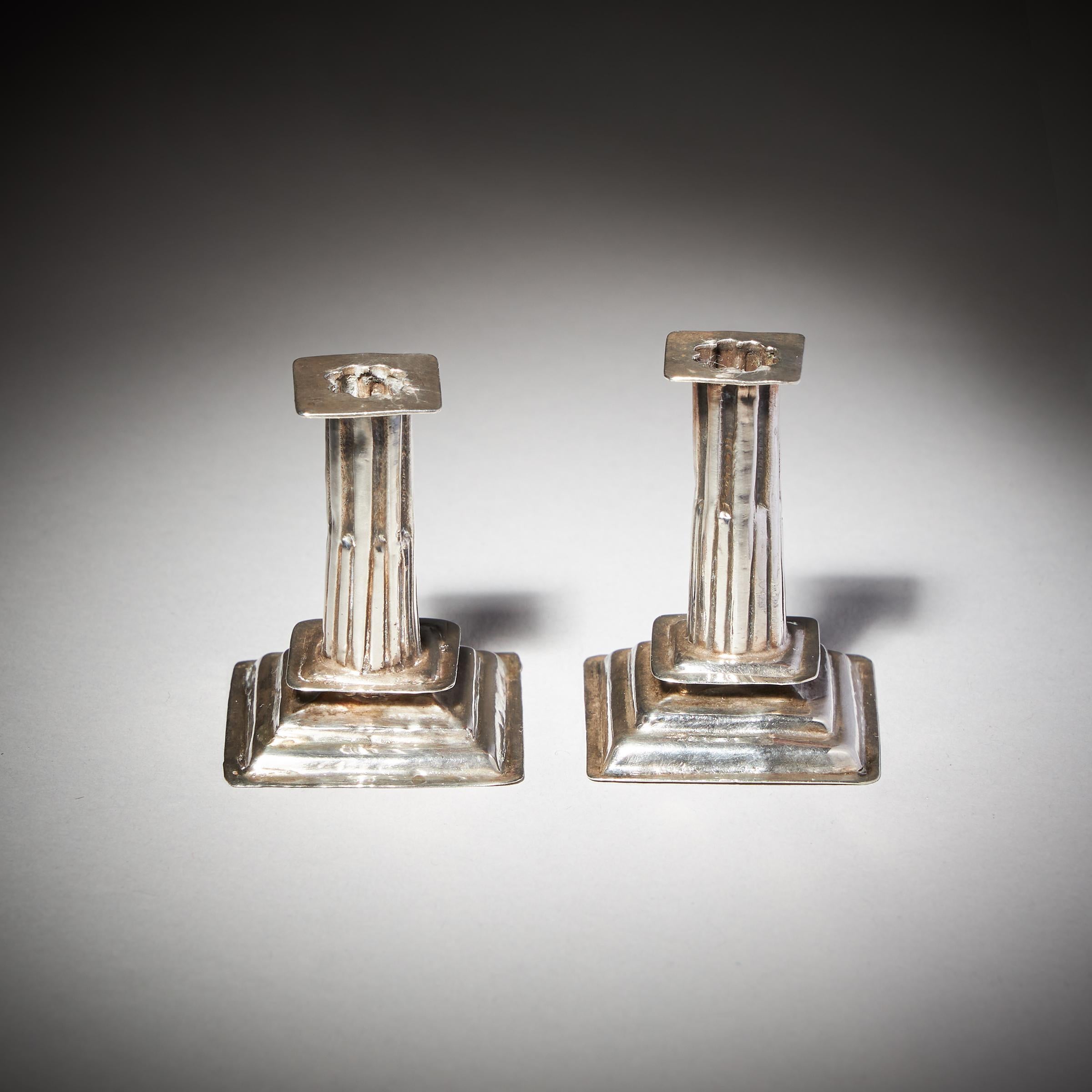 A Pair of 17th Century William and Mary Miniature Candlesticks By George Manjoy 2