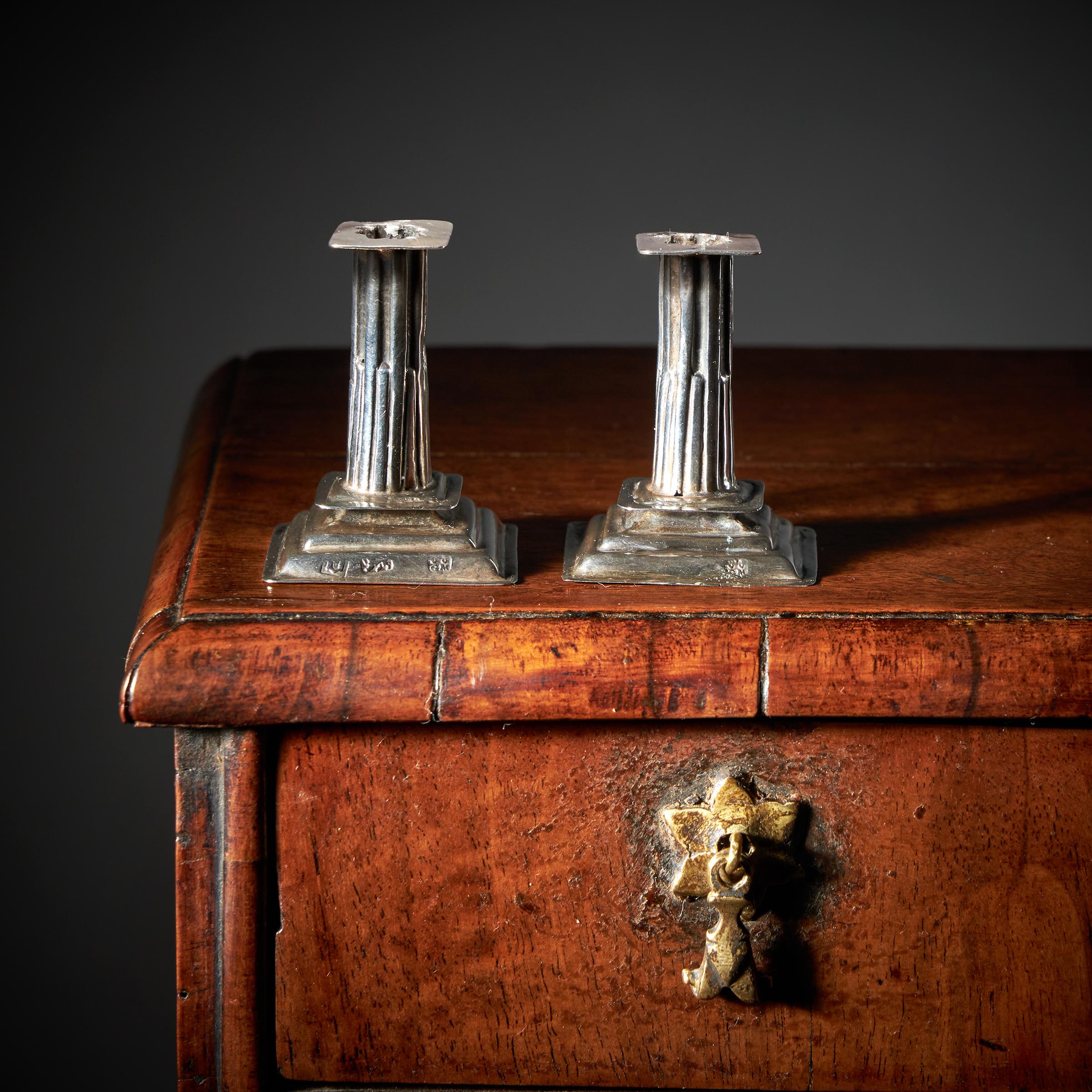 A Pair of 17th Century William and Mary Miniature Candlesticks By George Manjoy 6