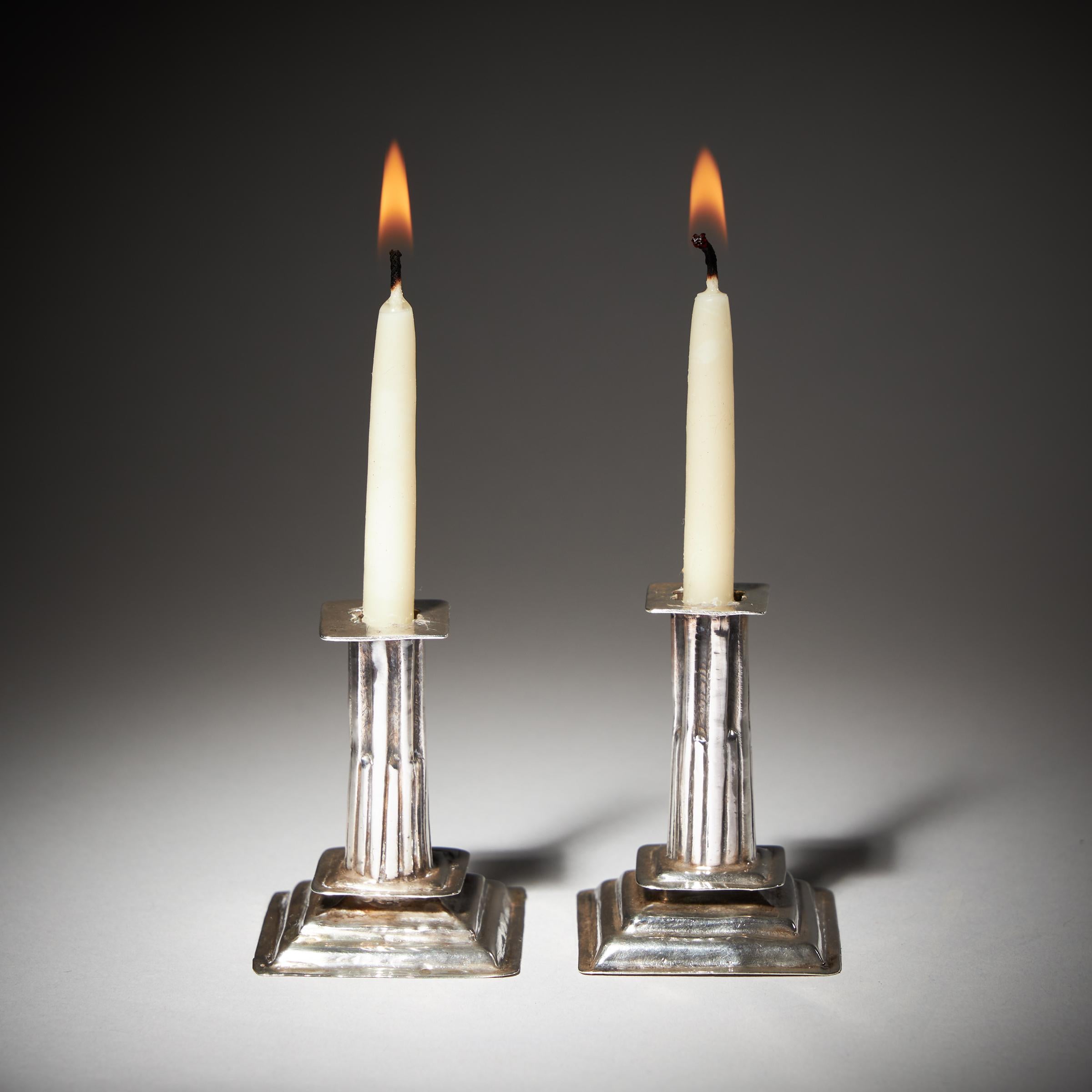 A Pair of 17th Century William and Mary Miniature Candlesticks By George Manjoy 1