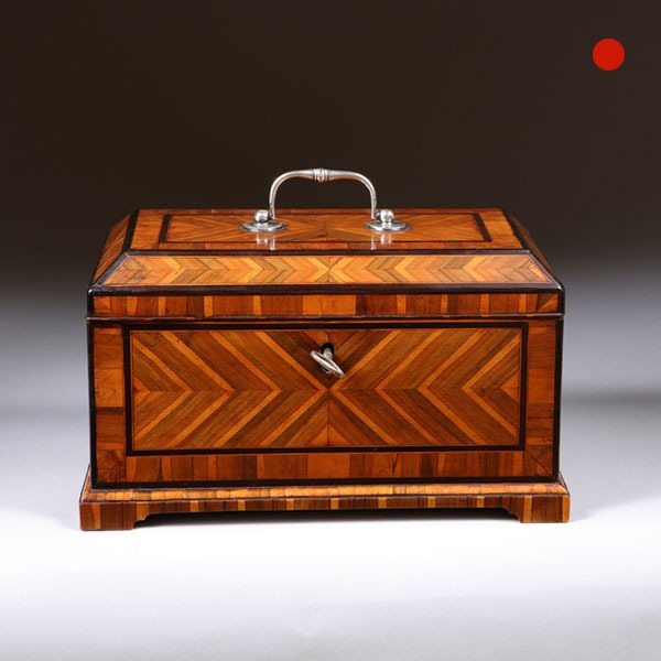 An Extremely Rare Geometric George II Parquetry Cocuswood Tea Caddy, Circa 1730