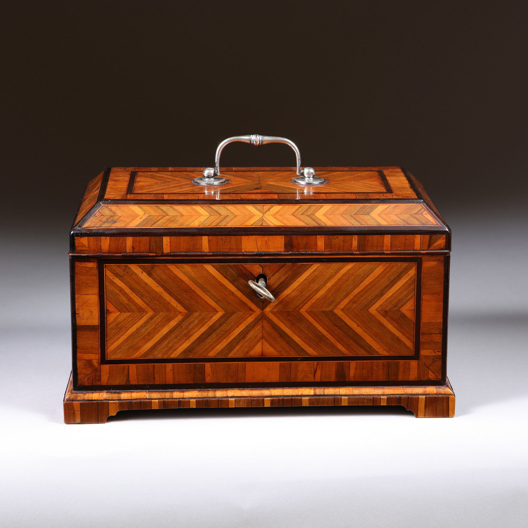 An Extremely Rare Geometric George II Parquetry Cocuswood Tea Caddy, Circa 1730 1