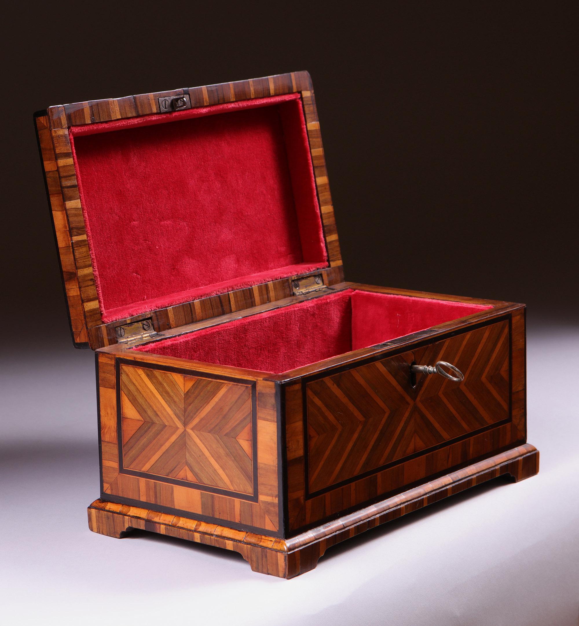 An Extremely Rare Geometric George II Parquetry Cocuswood Tea Caddy Circa 1730-3