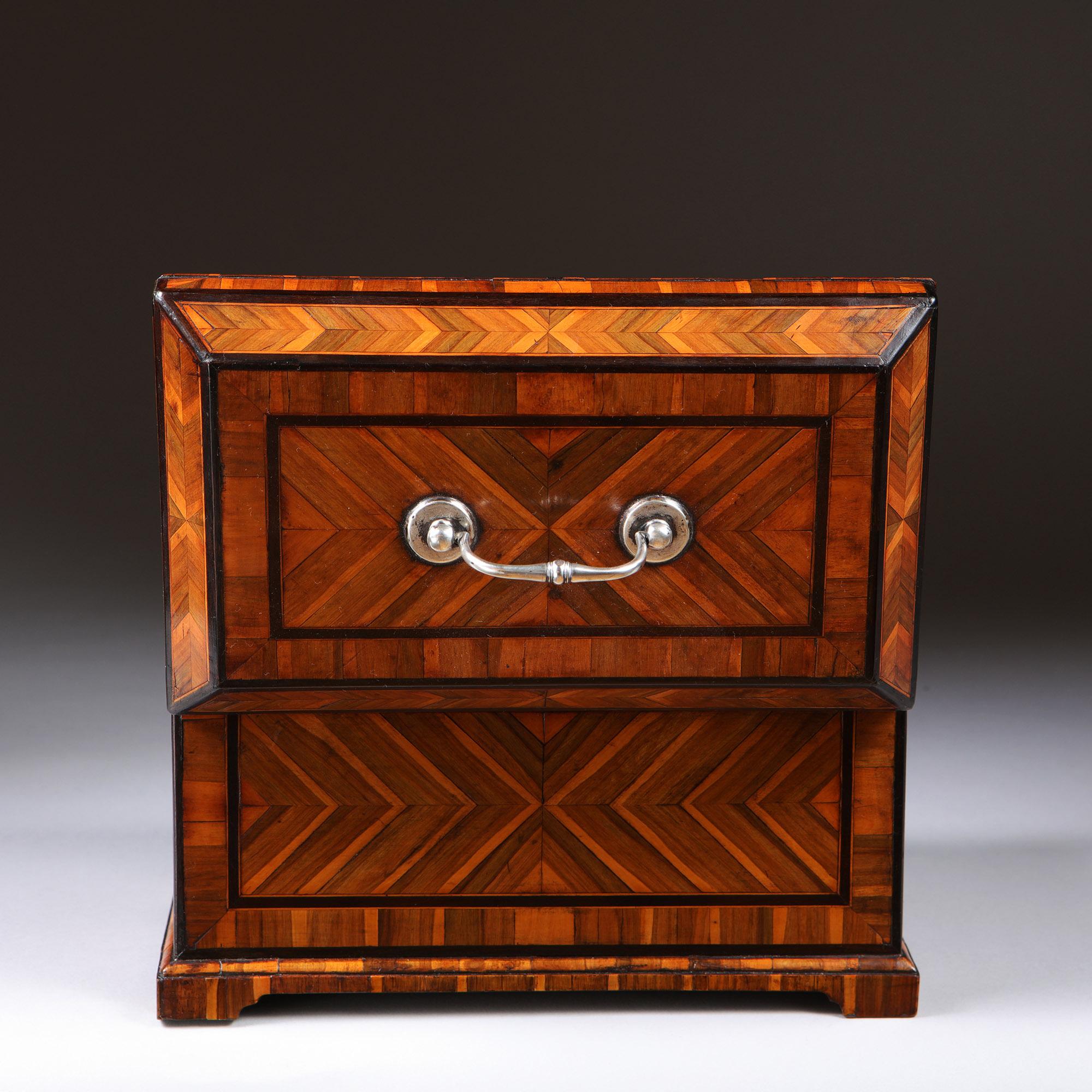 An Extremely Rare Geometric George II Parquetry Cocuswood Tea Caddy Circa 1730-4
