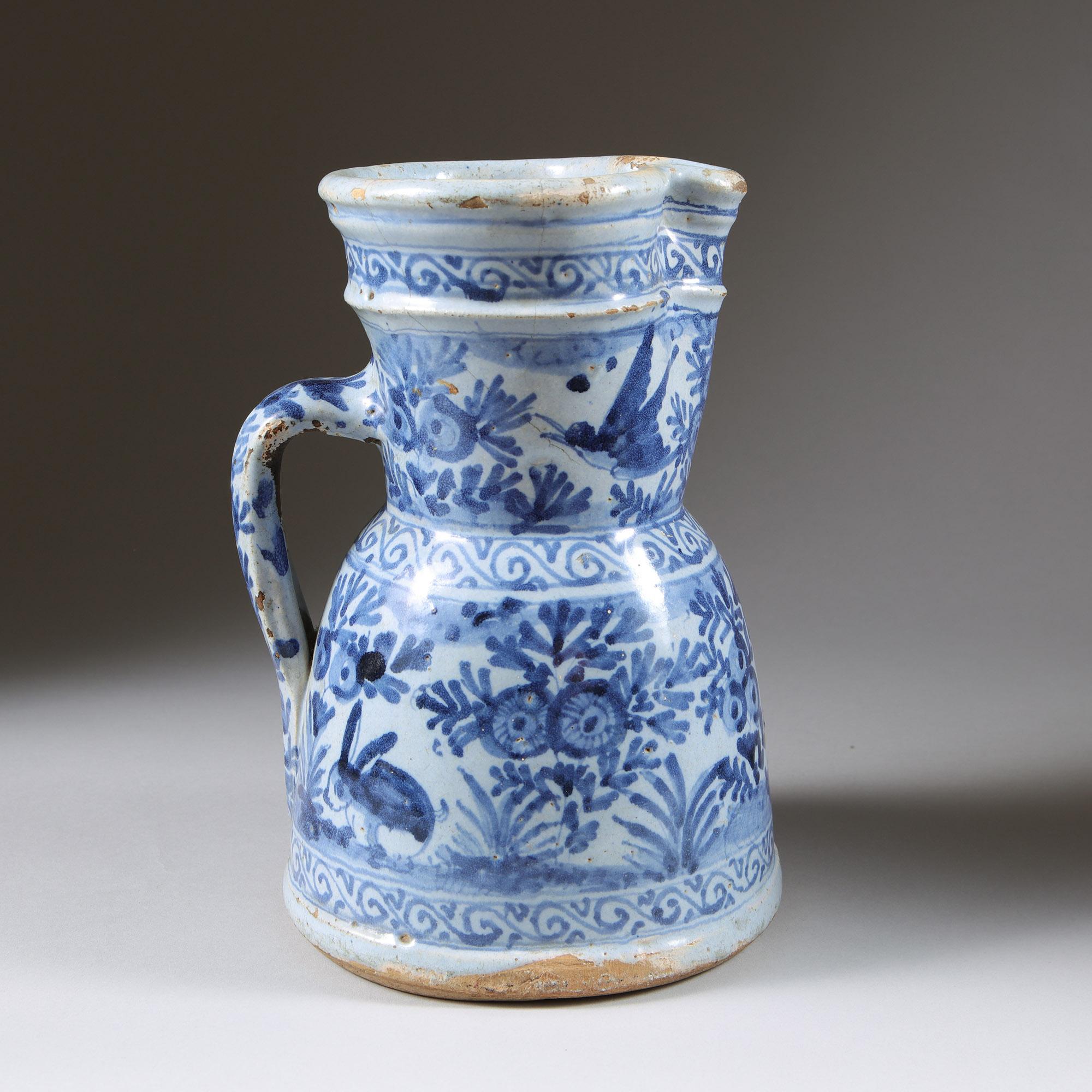 An unusual late 17th early 18th-Century Delft jug-2