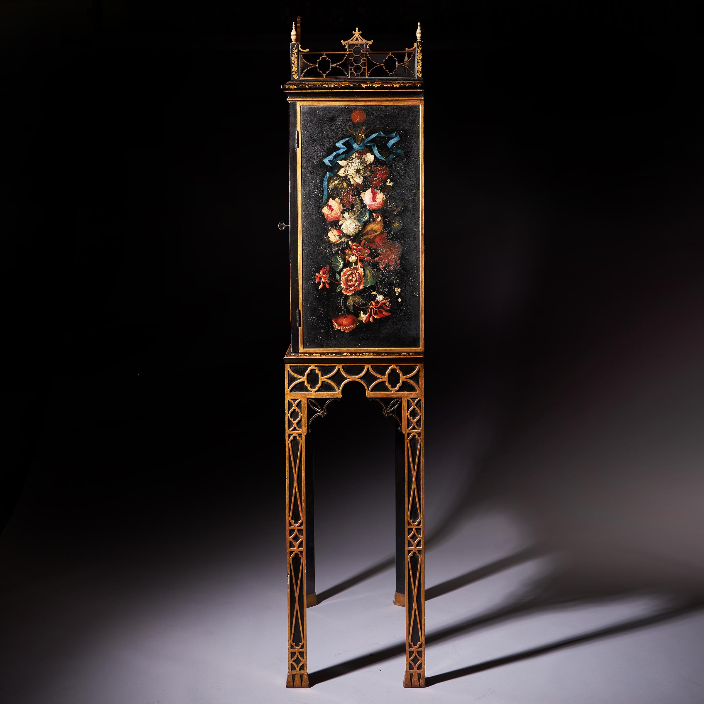 A Rare Chinese Chippendale George III cabinet on stand, circa 1760 England 4