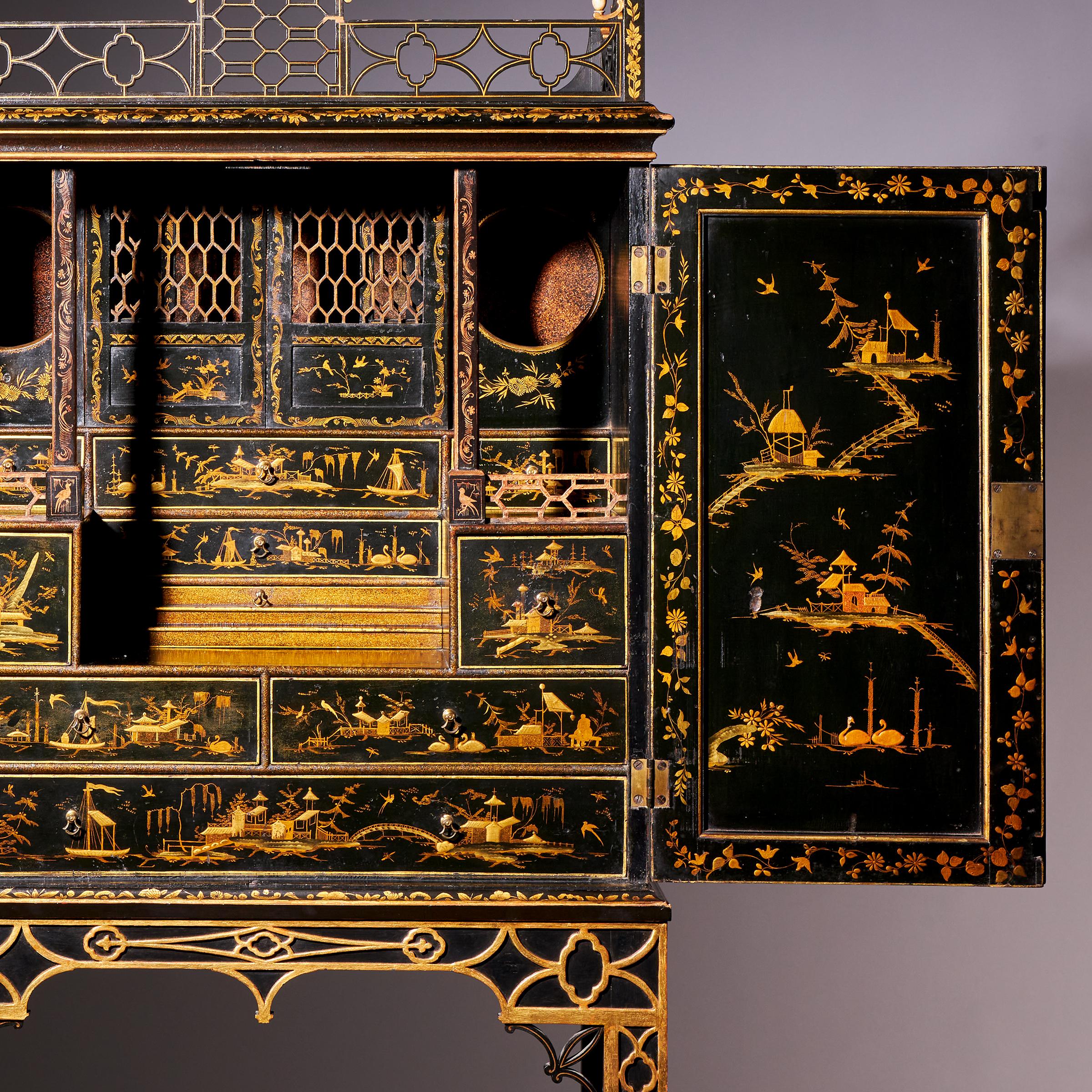 A Rare Chinese Chippendale George III cabinet on stand, circa 1760 England 8