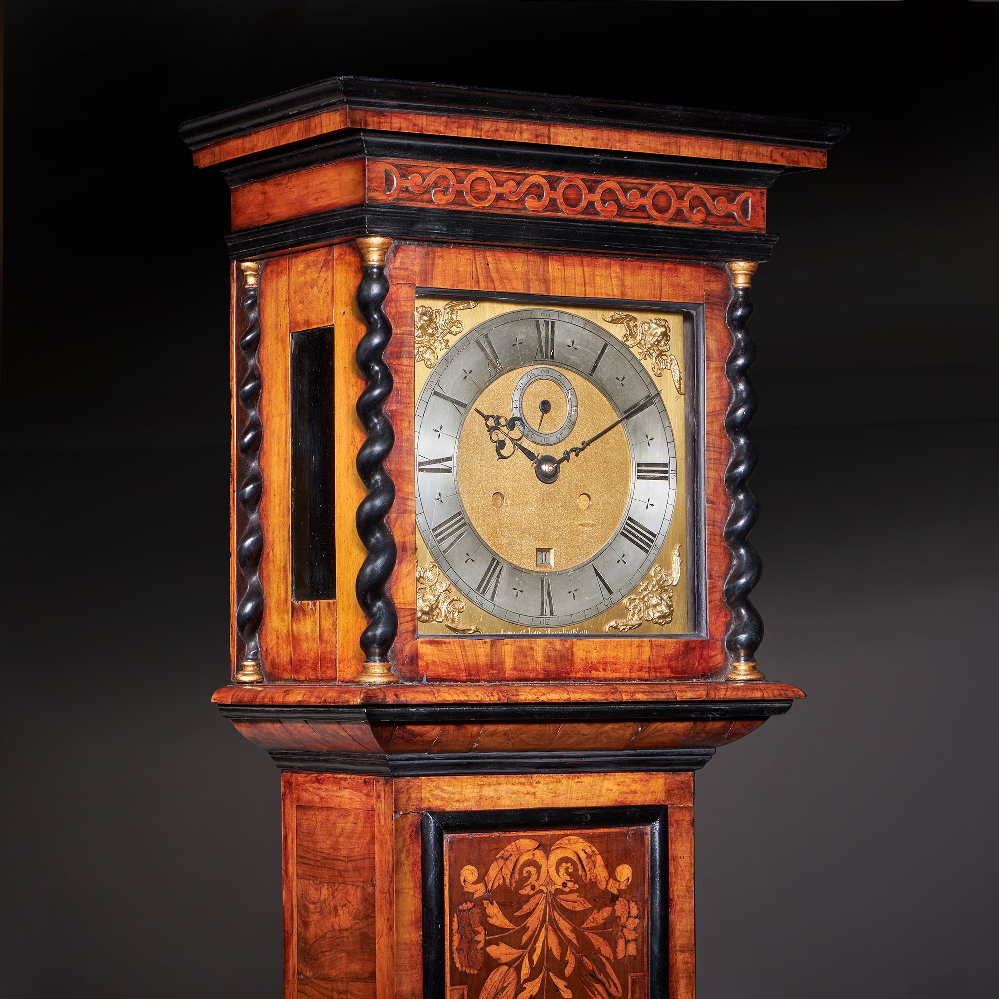 William and Mary 10 Inch Marquetry Longcase Clock by James Clowes, c. 1680 6