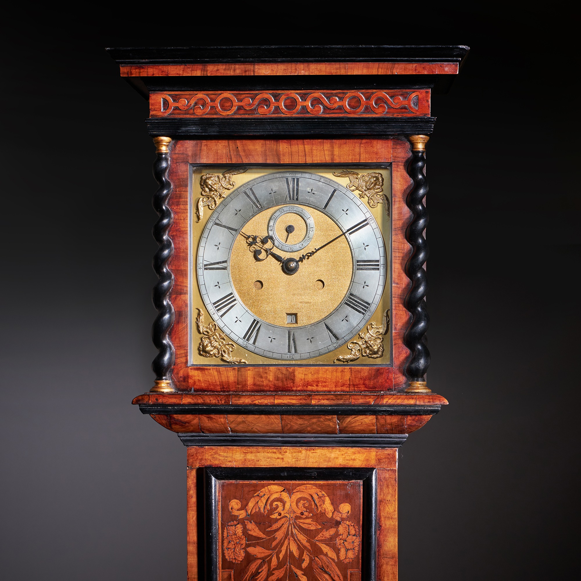 William and Mary 10 Inch Marquetry Longcase Clock by James Clowes, c. 1680 7