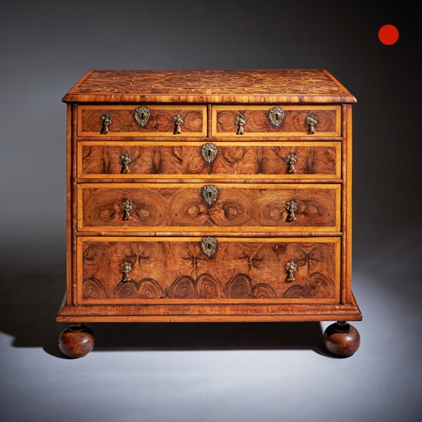 The William and Mary Late 17th Century Olive Oyster Chest, Circa 1690 5