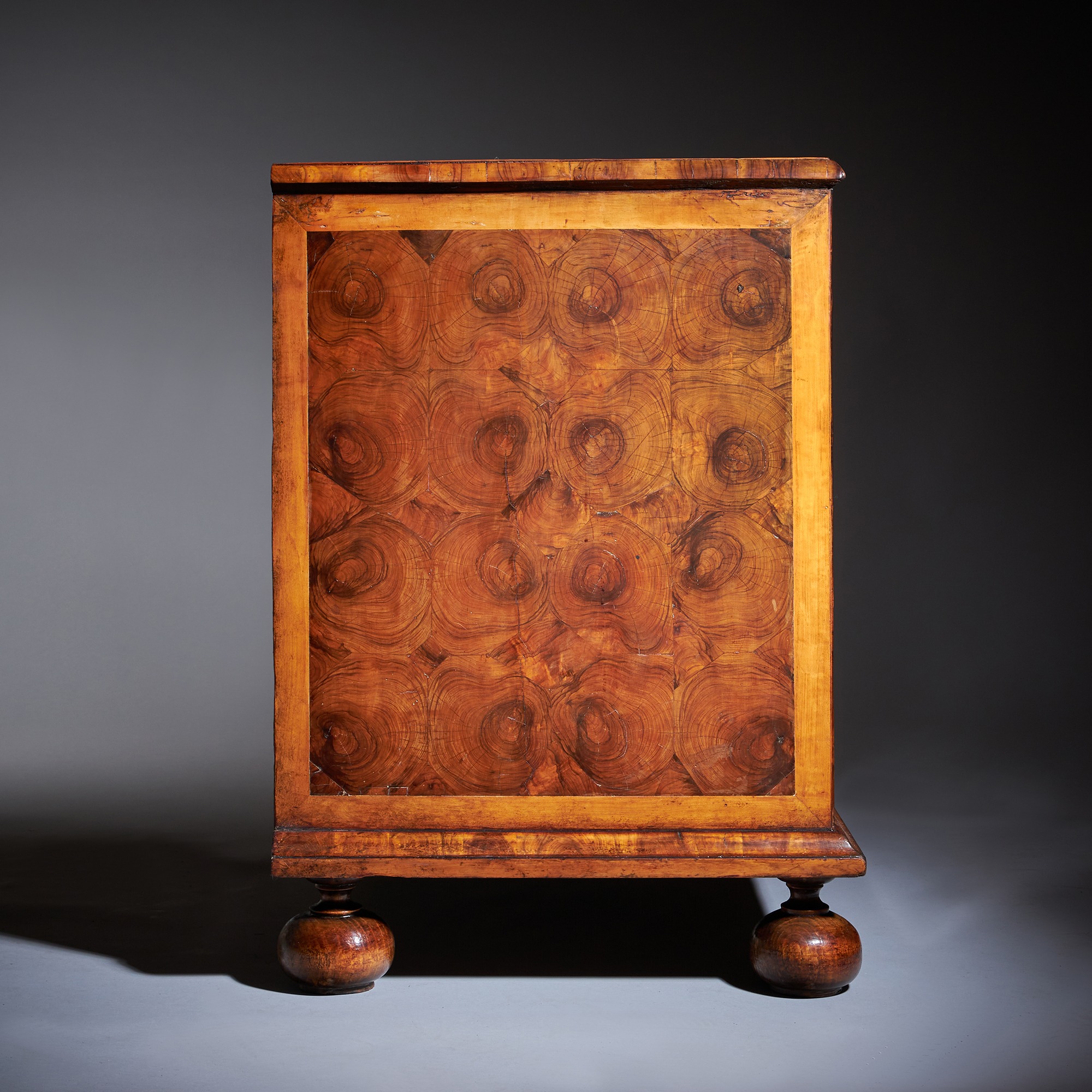 The William and Mary Late 17th Century Olive Oyster Chest, Circa 1690 4