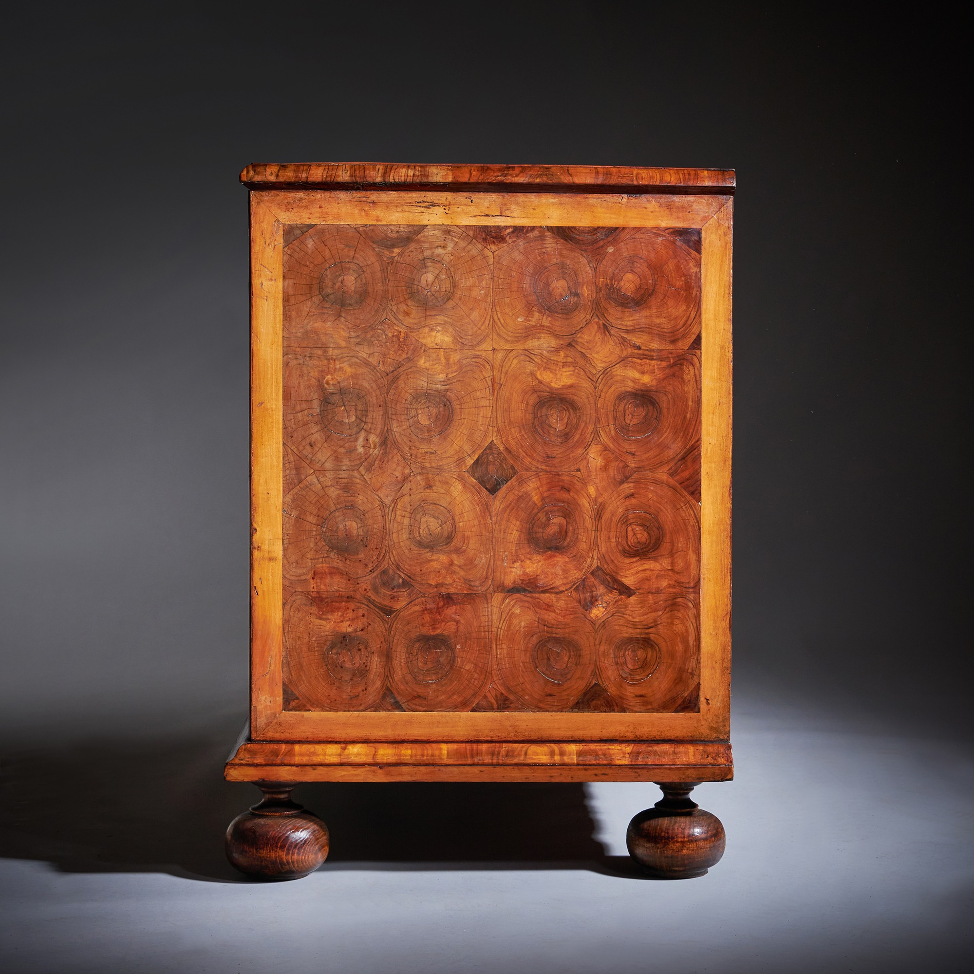 The William and Mary Late 17th Century Olive Oyster Chest, Circa 1690 2