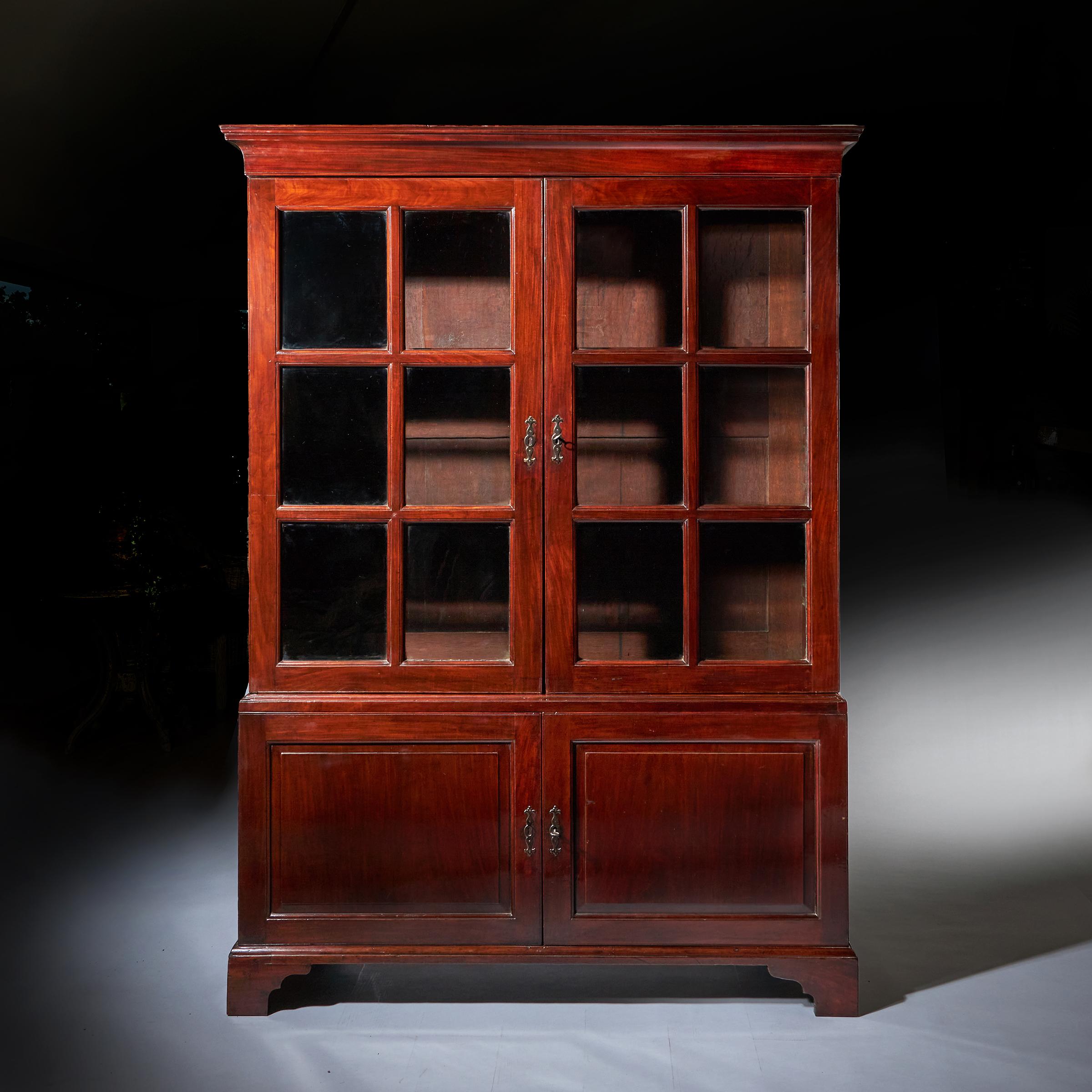 18th Century George II Chippendale Period Two-Door Mahogany Glazed Bookcase 3