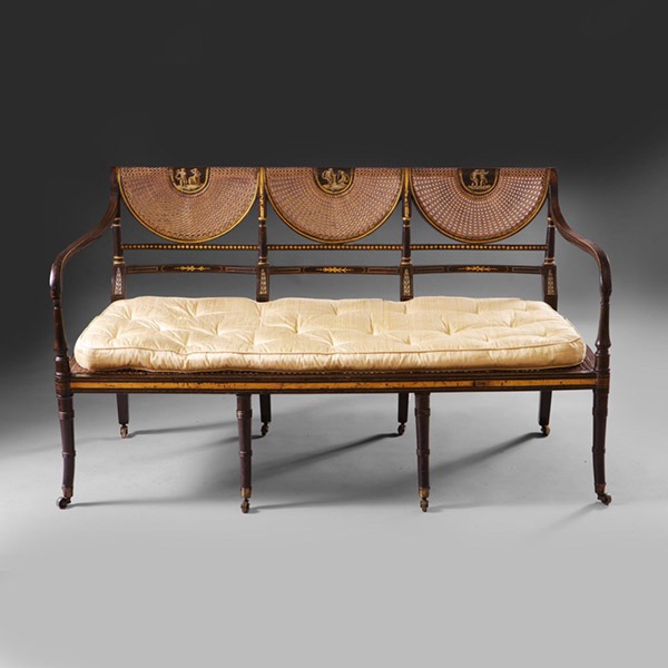 A Fine Simulated Rosewood and Gilt Decorated George III Sheraton Period Settee