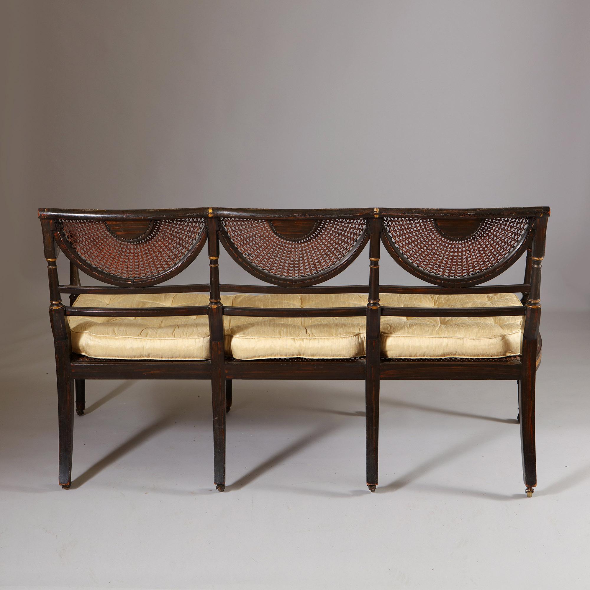 A Fine Simulated Rosewood and Gilt Decorated George III Sheraton Period Settee 4