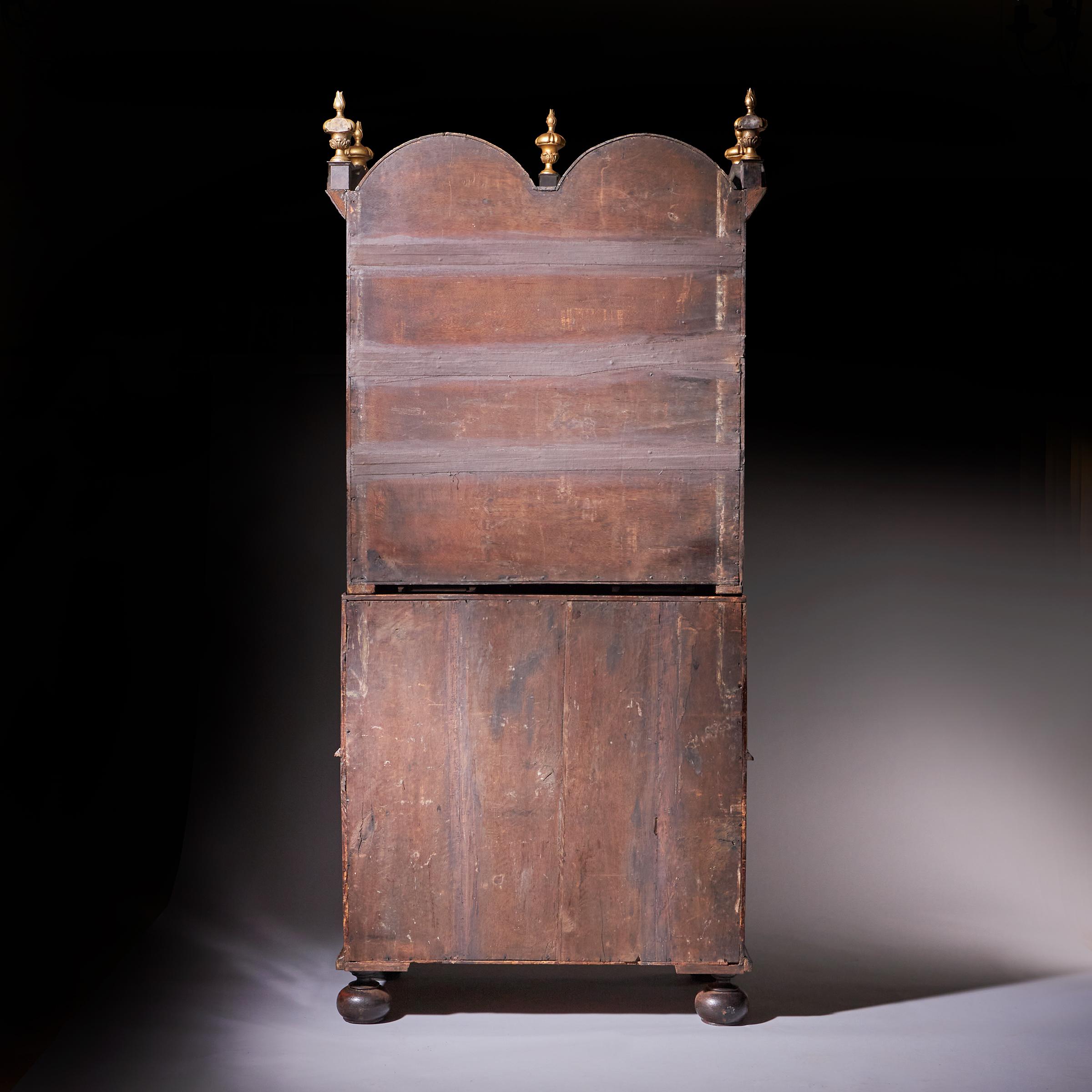 18th Century Queen Anne Burr Walnut Double Dome Bureau Bookcase 5