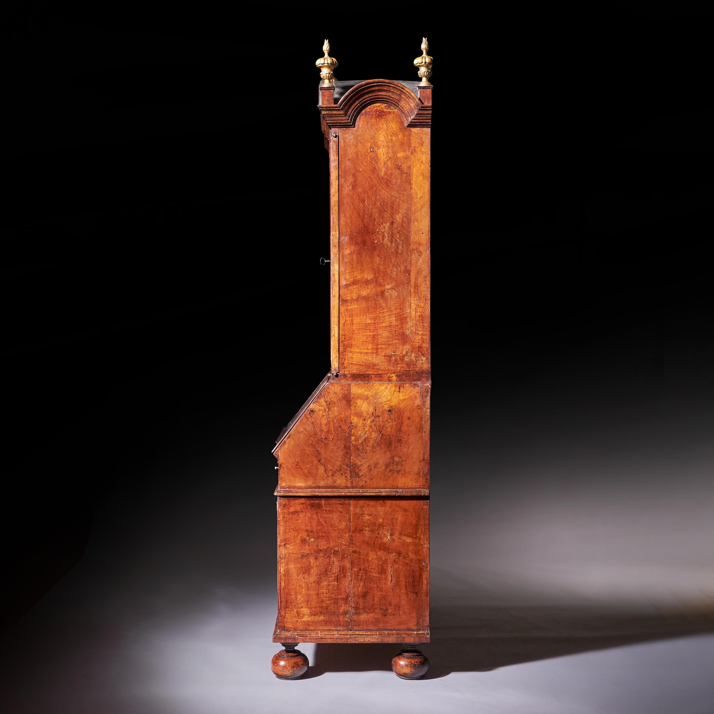 18th Century Queen Anne Burr Walnut Double Dome Bureau Bookcase 6