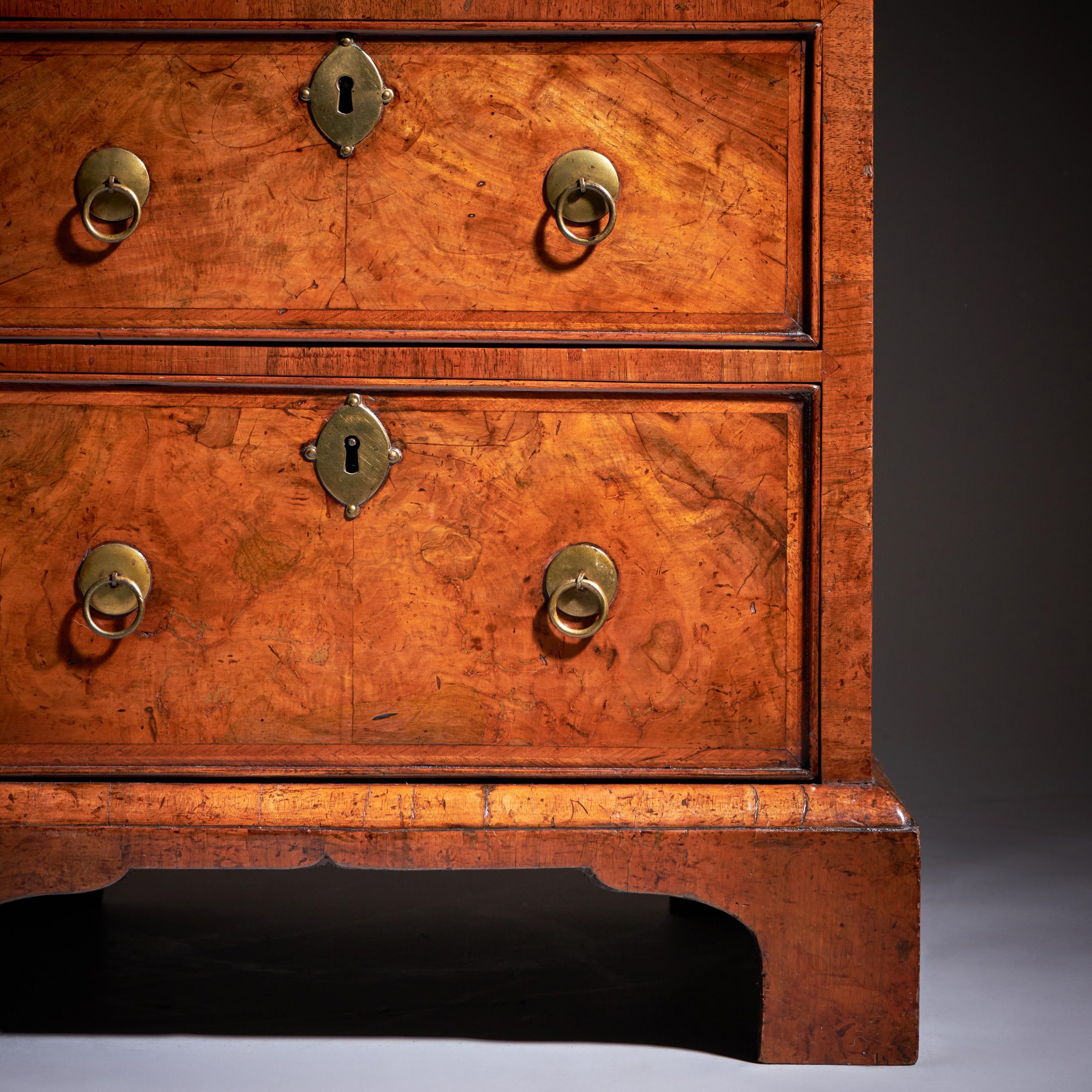 18th Century Queen Anne Burr Walnut Double Dome Bureau Bookcase 8