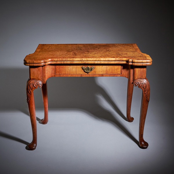 An Elegant and Rare George II Pollard Oak and Walnut Card Table, Circa 1740