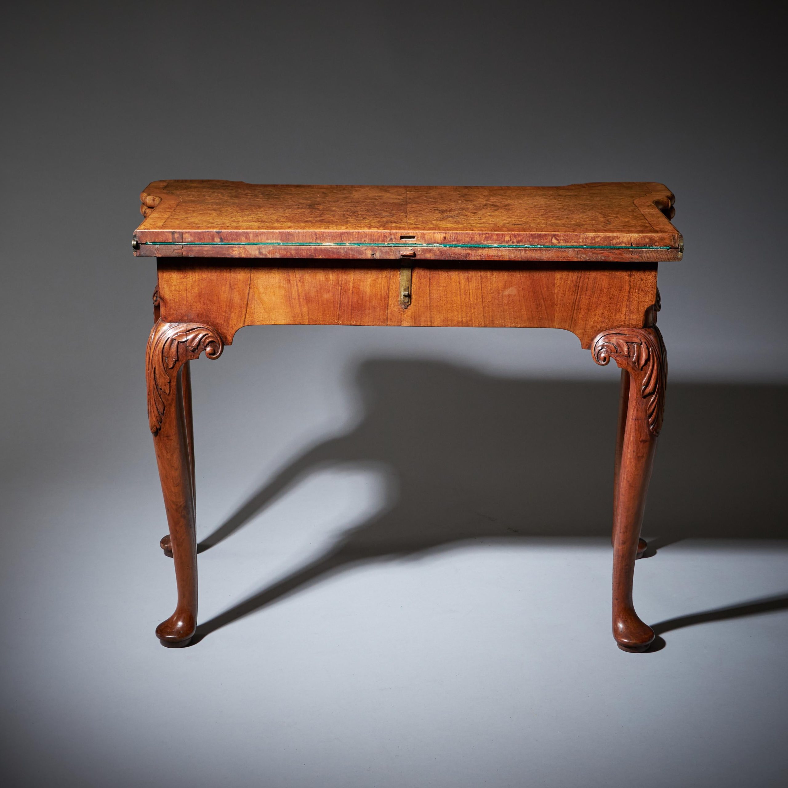 An Elegant and Rare George II Pollard Oak and Walnut Card Table, Circa 1740 10