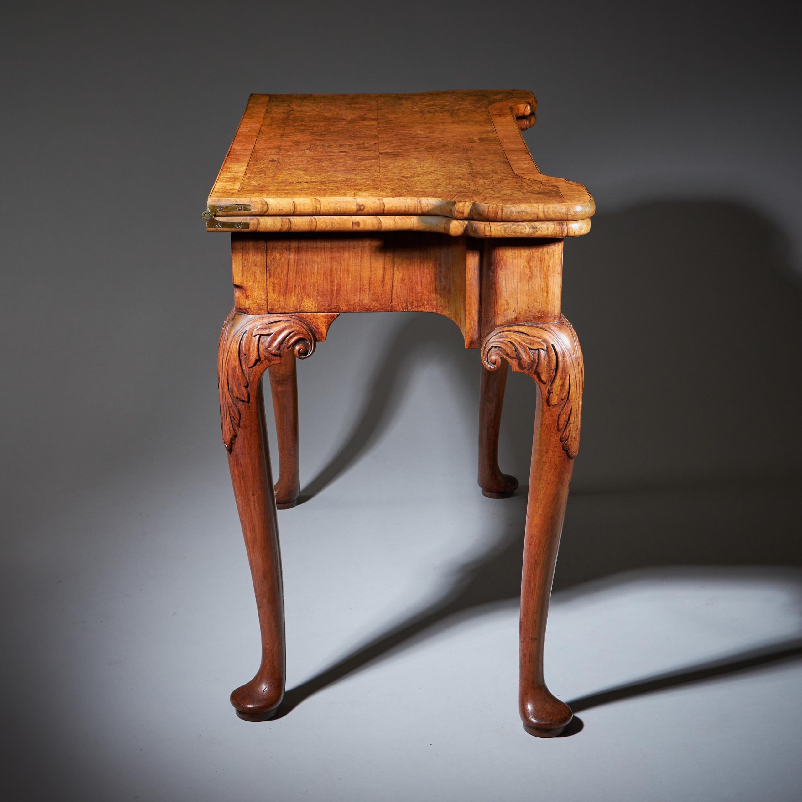 An Elegant and Rare George II Pollard Oak and Walnut Card Table, Circa 1740 11