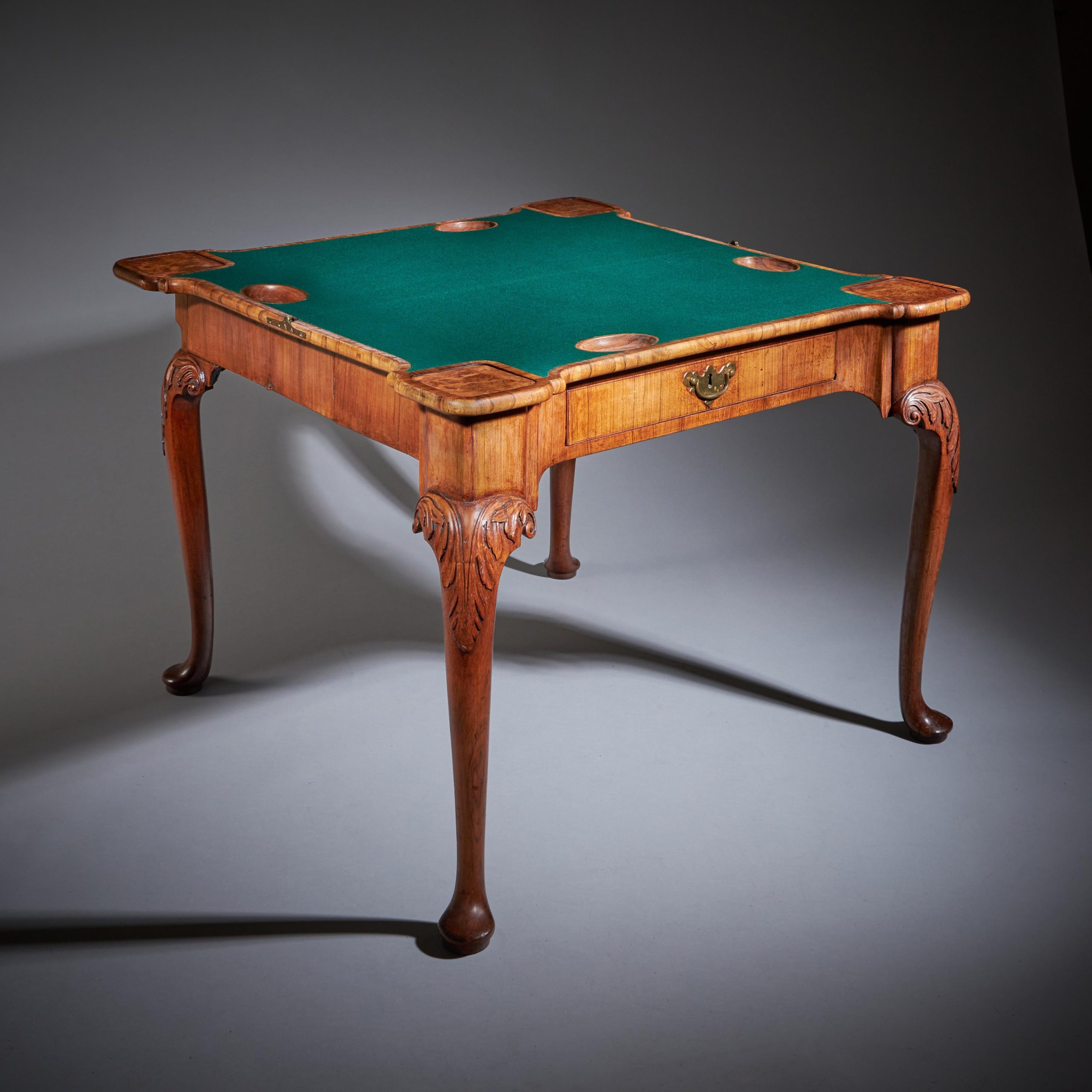 An Elegant and Rare George II Pollard Oak and Walnut Card Table, Circa 1740 2