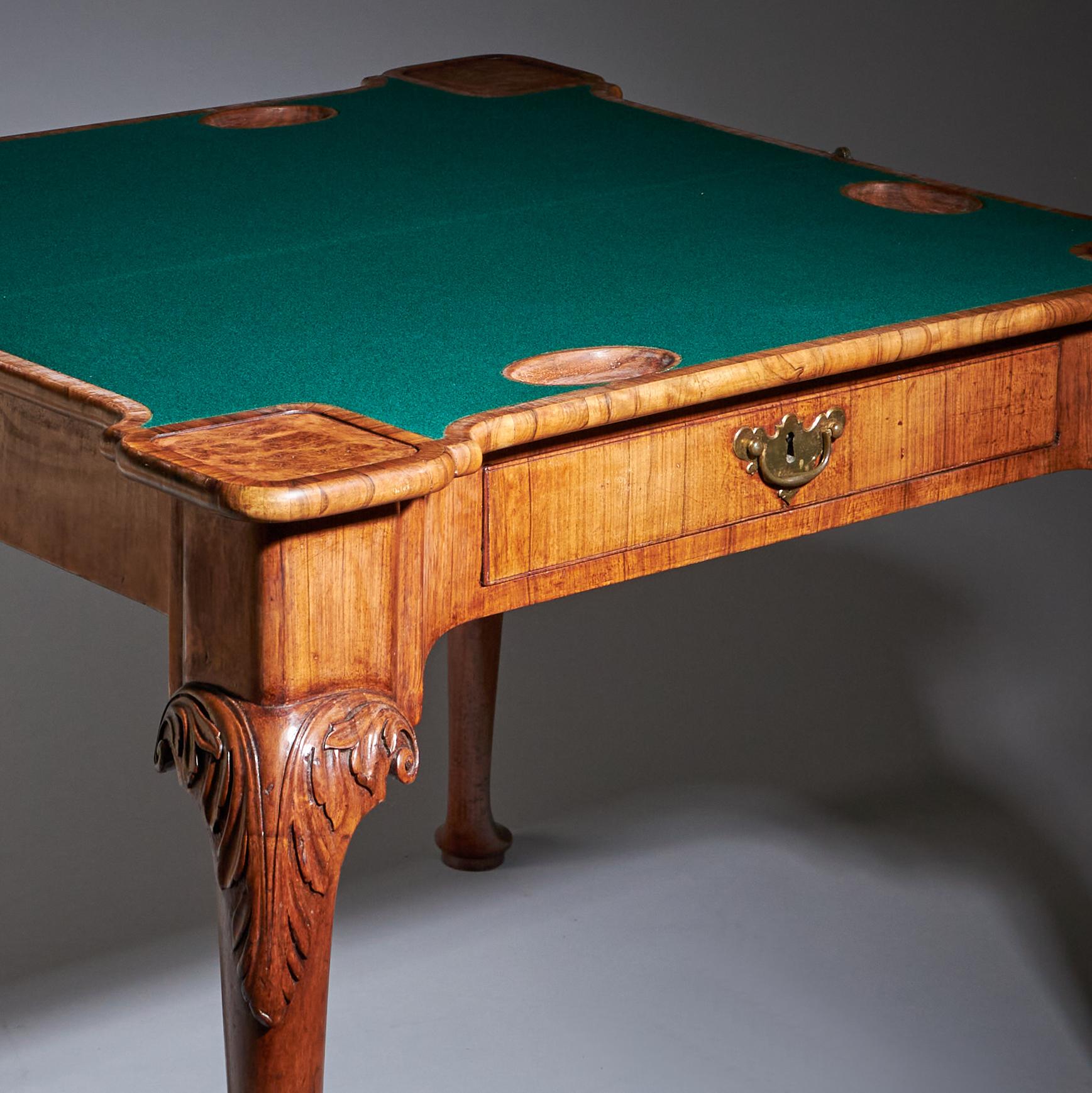 An Elegant and Rare George II Pollard Oak and Walnut Card Table, Circa 1740 3