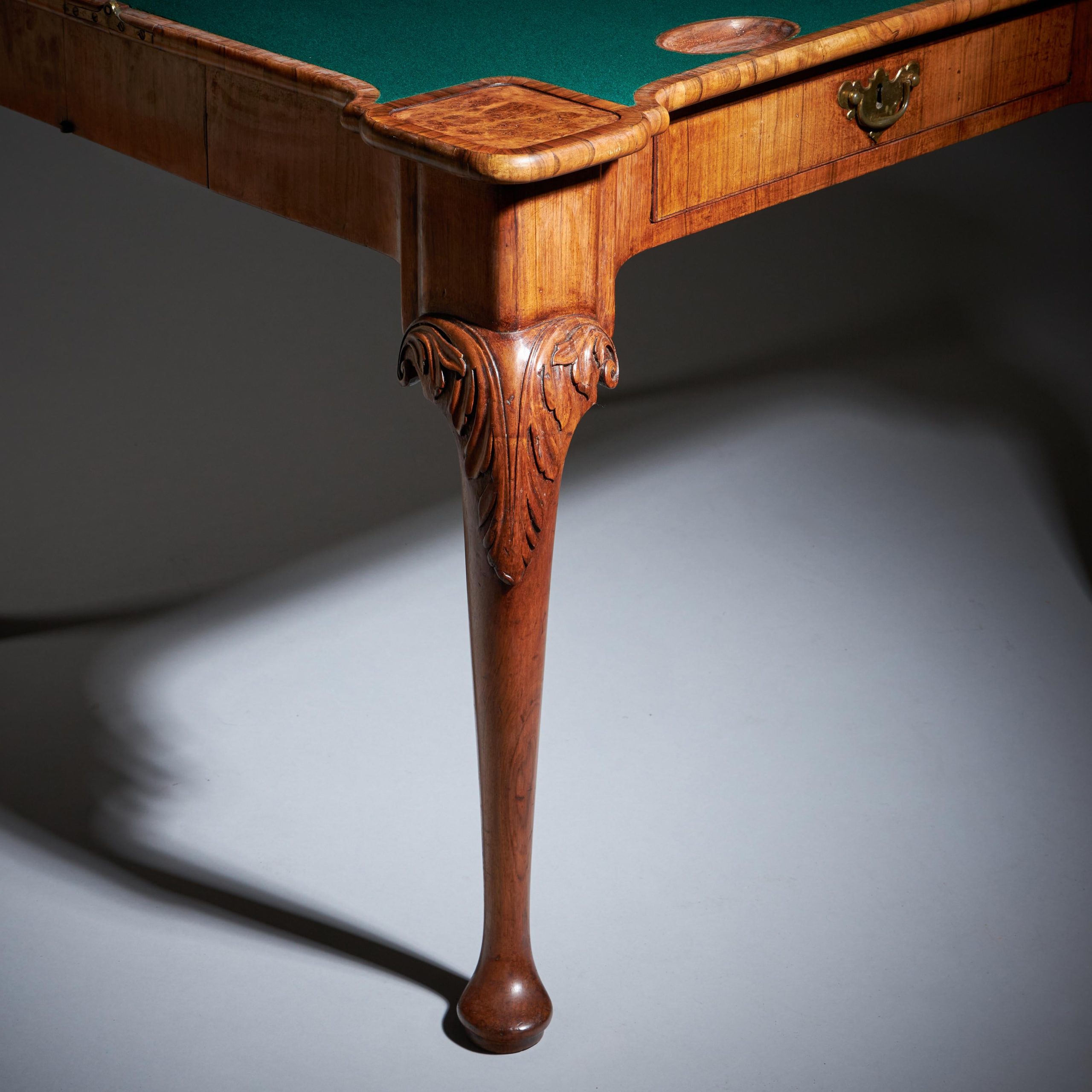 An Elegant and Rare George II Pollard Oak and Walnut Card Table, Circa 1740 5