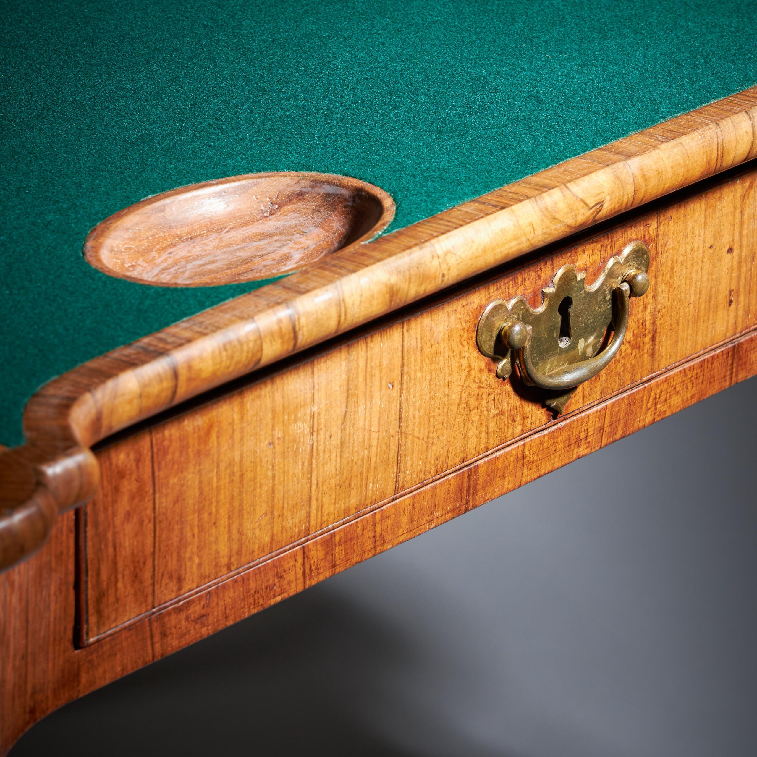 An Elegant and Rare George II Pollard Oak and Walnut Card Table, Circa 1740 6