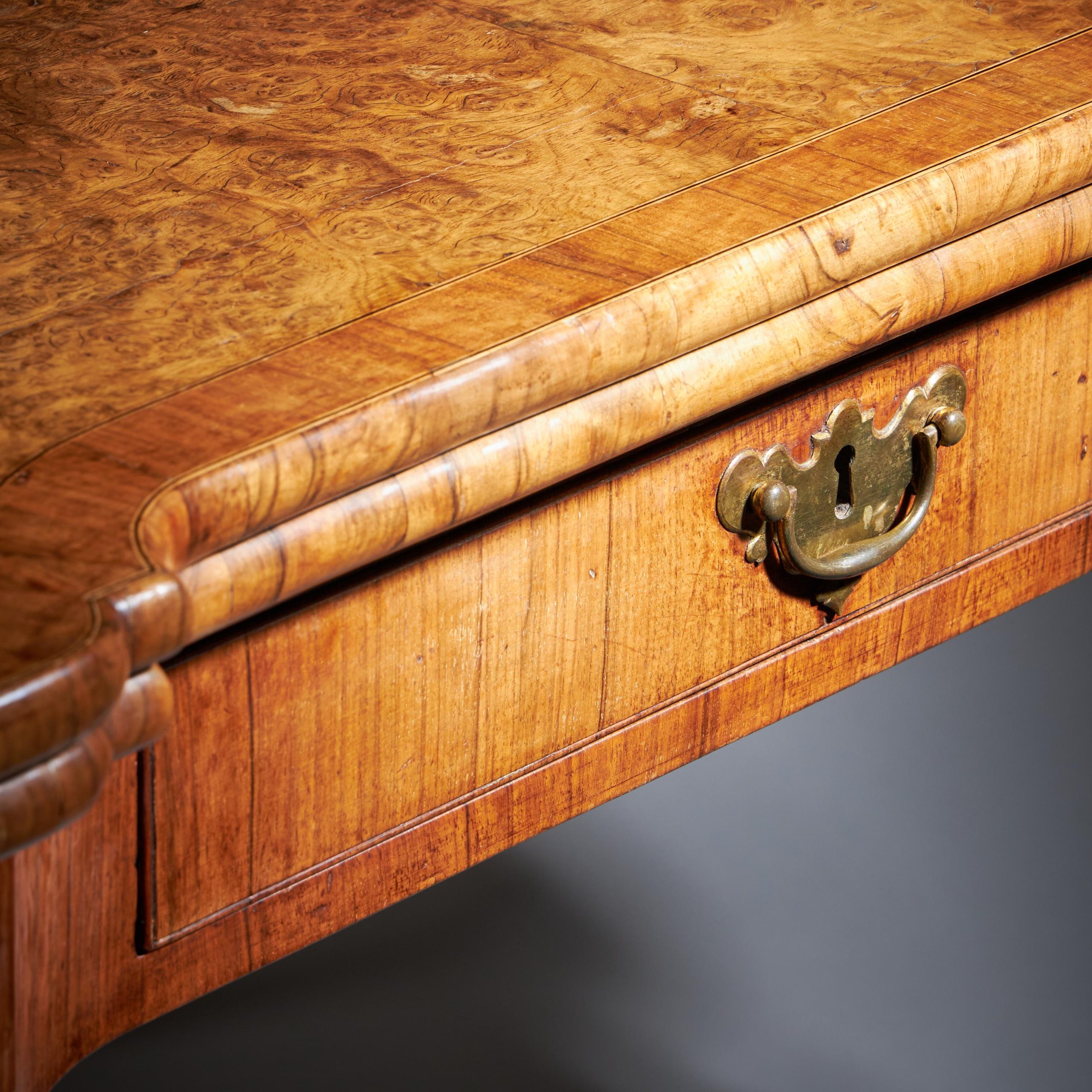 An Elegant and Rare George II Pollard Oak and Walnut Card Table, Circa 1740 7