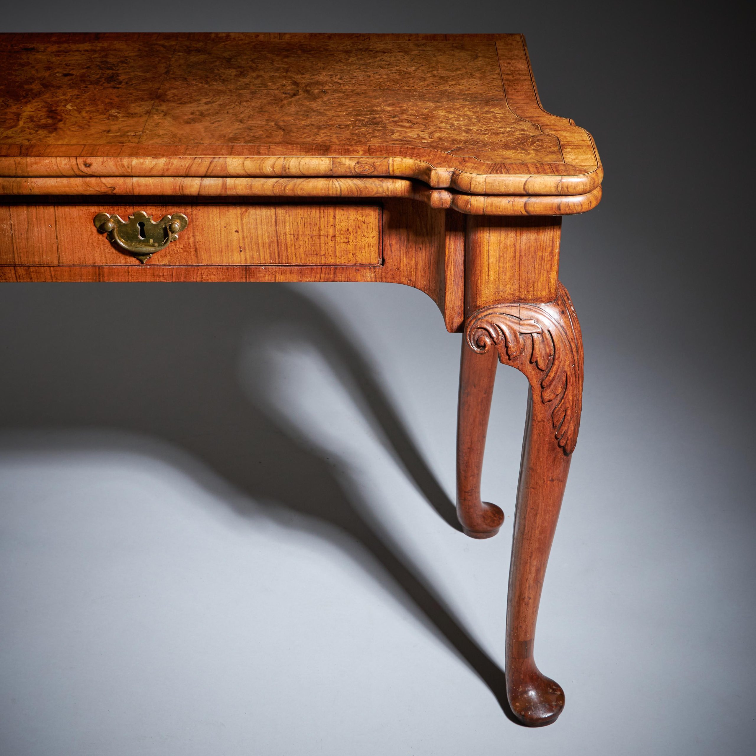 An Elegant and Rare George II Pollard Oak and Walnut Card Table, Circa 1740 8