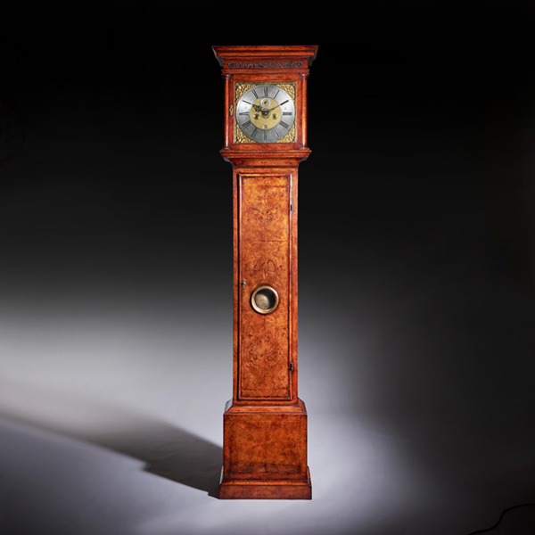 Fine 18th Century Queen Anne Burr Walnut Eight-Day Longcase Clock