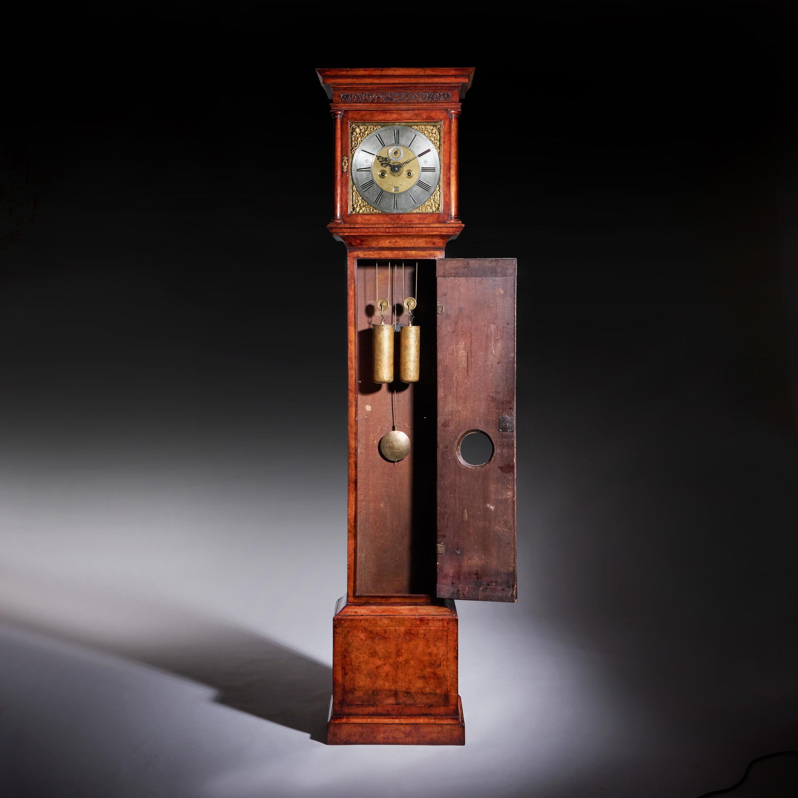 Fine 18th Century Queen Anne Burr Walnut Eight-Day Longcase Clock 2