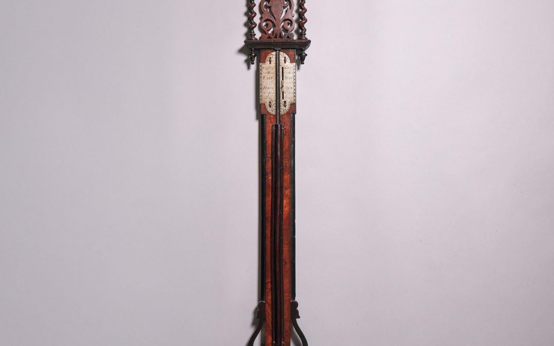 Rare Early 18th Century Queen Anne Walnut Stick Barometer, Circa 1705-1710