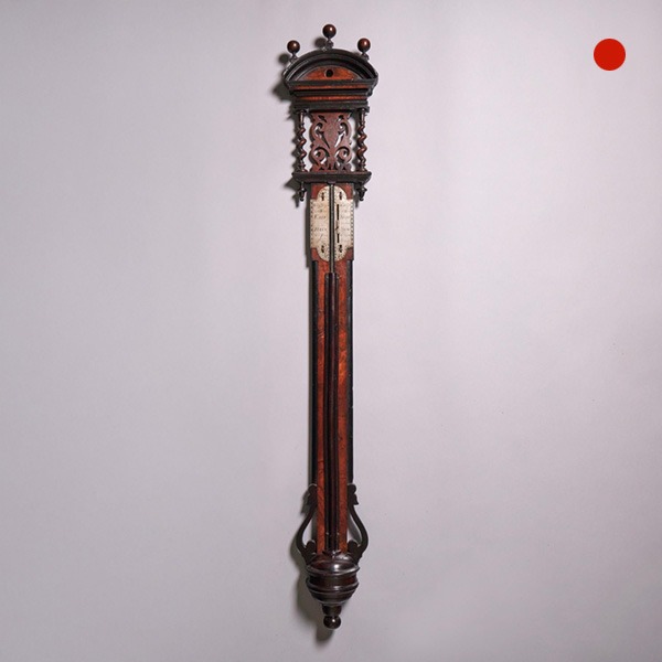 Rare Early 18th Century Queen Anne Walnut Stick Barometer, Circa 1705-1710