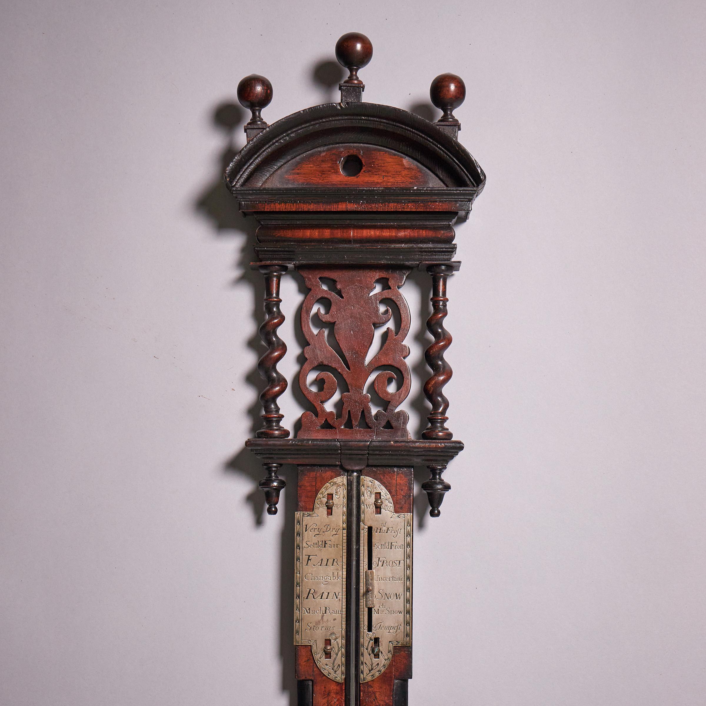 Rare Early 18th Century Queen Anne Walnut Stick Barometer, Circa 1705-1710 2