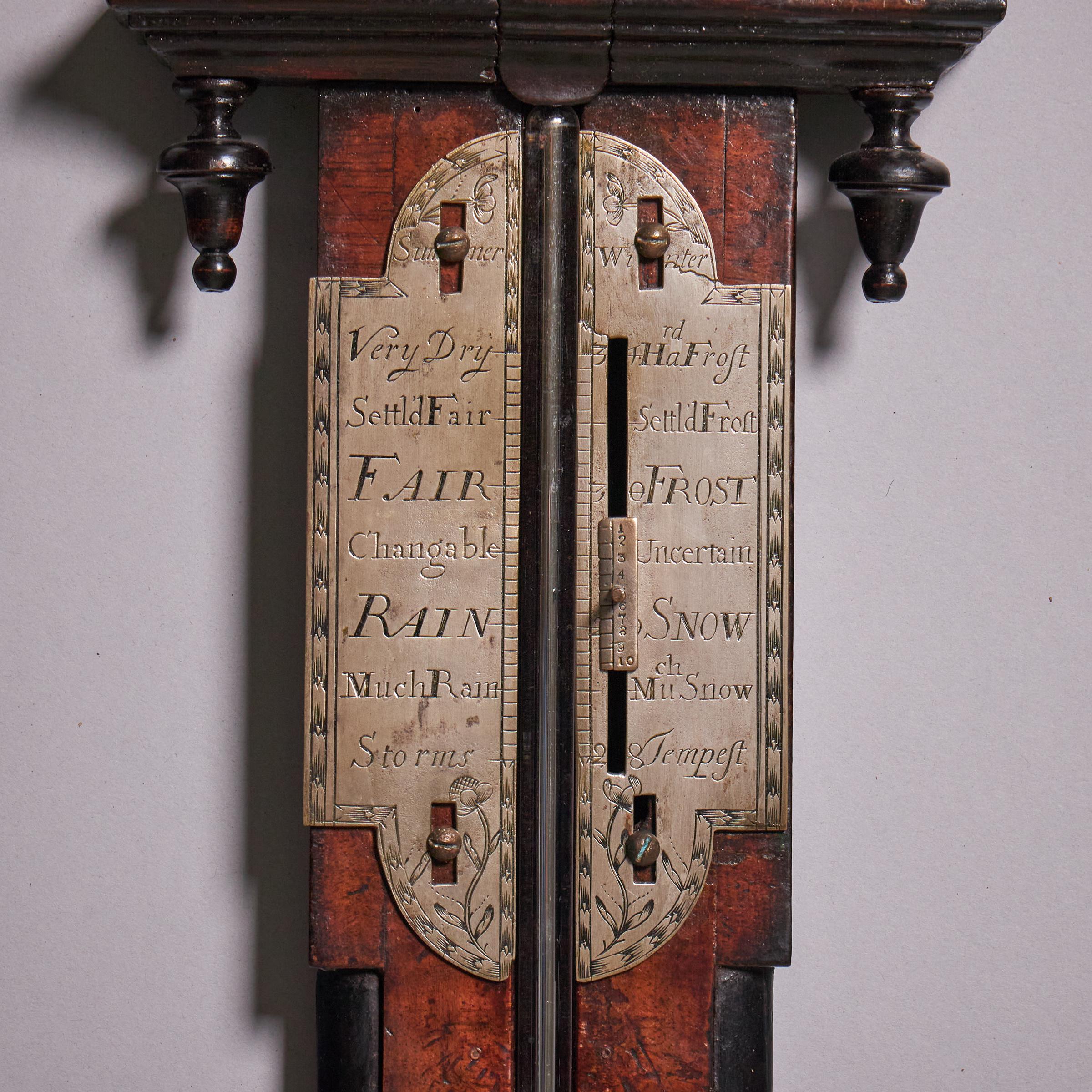 Rare Early 18th Century Queen Anne Walnut Stick Barometer, Circa 1705-1710 4