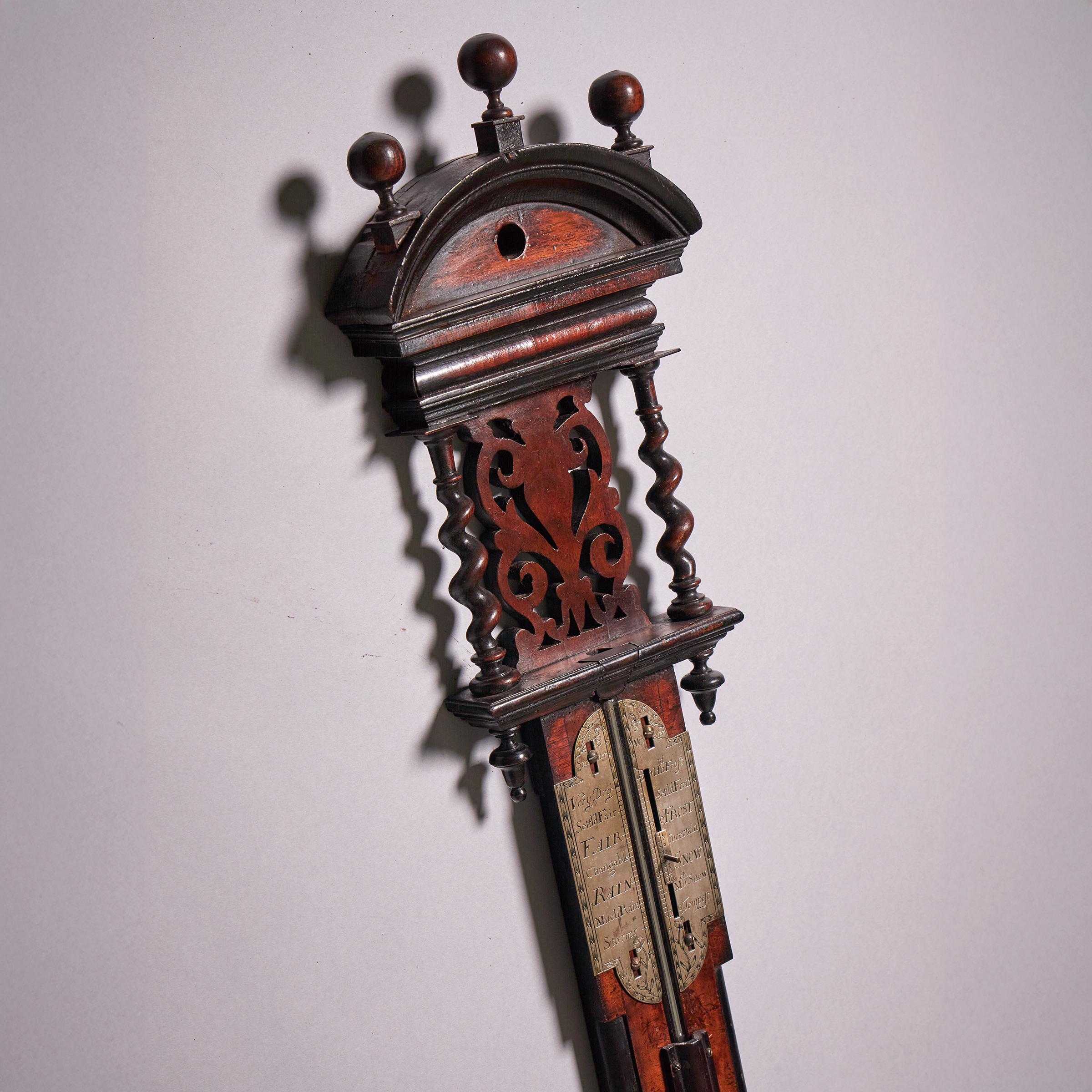 Rare Early 18th Century Queen Anne Walnut Stick Barometer, Circa 1705-1710 5