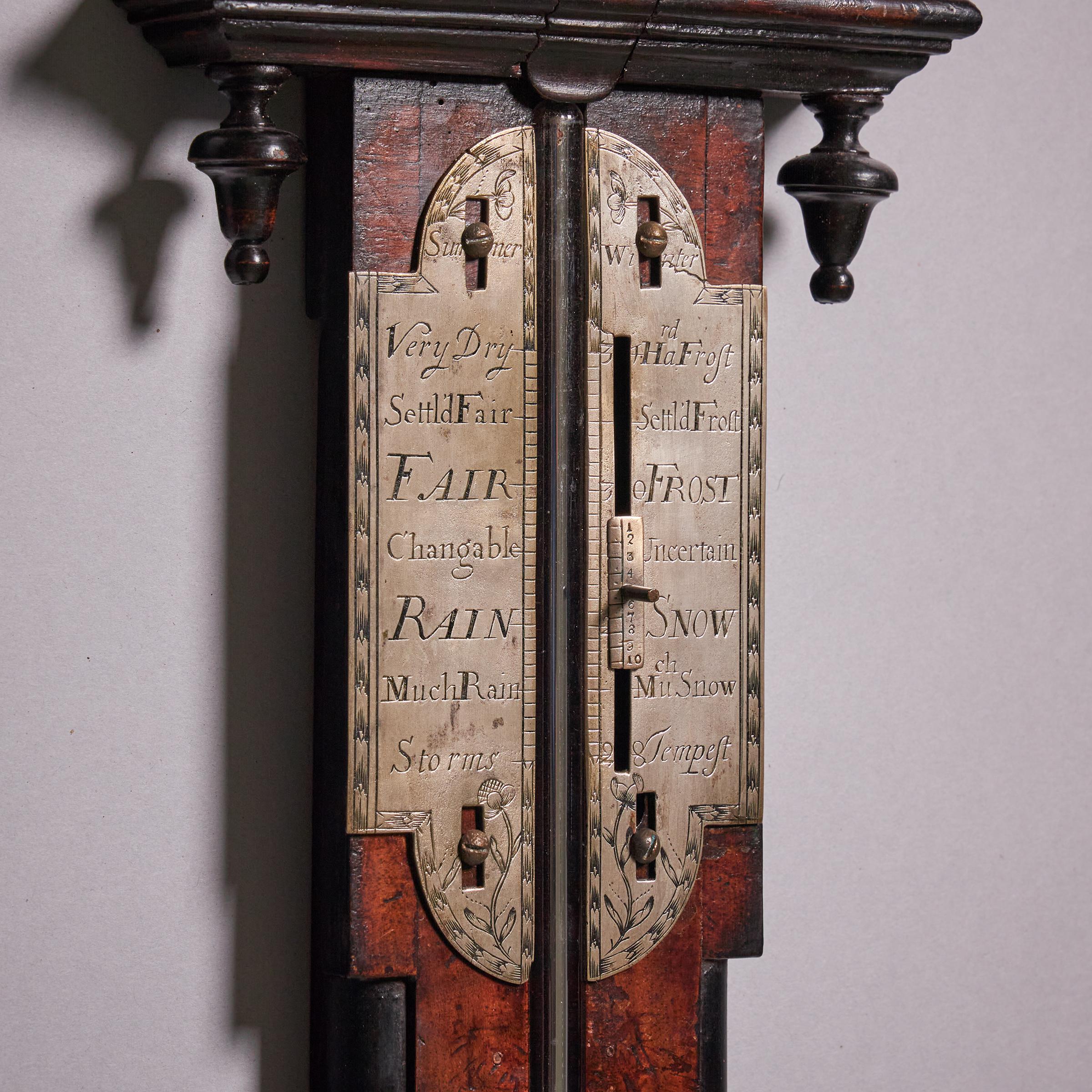 Rare Early 18th Century Queen Anne Walnut Stick Barometer, Circa 1705-1710 6