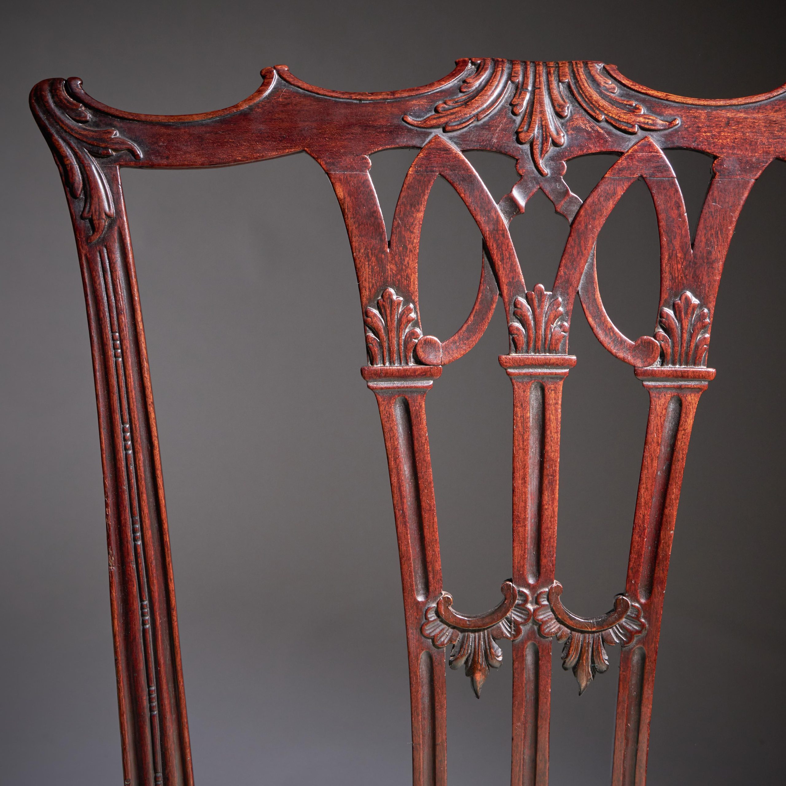 A Fine Set of Six George III 18th Century Gothic Chippendale Dining Chairs, 1760 15