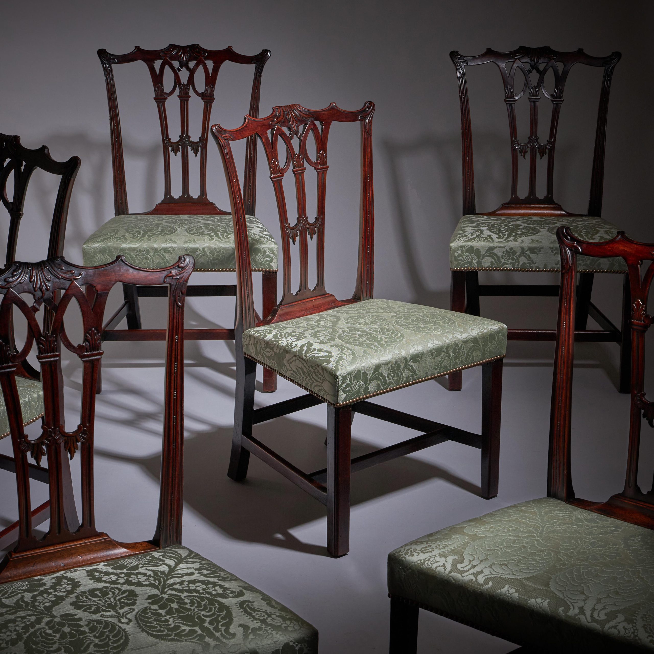 A Fine Set of Six George III 18th Century Gothic Chippendale Dining Chairs, 1760 2