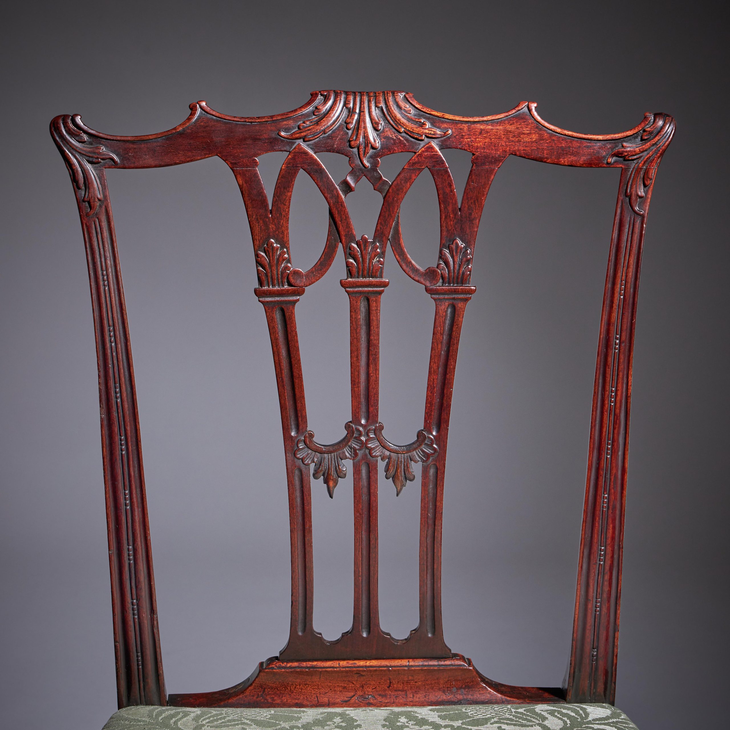 A Fine Set of Six George III 18th Century Gothic Chippendale Dining Chairs, 1760 6