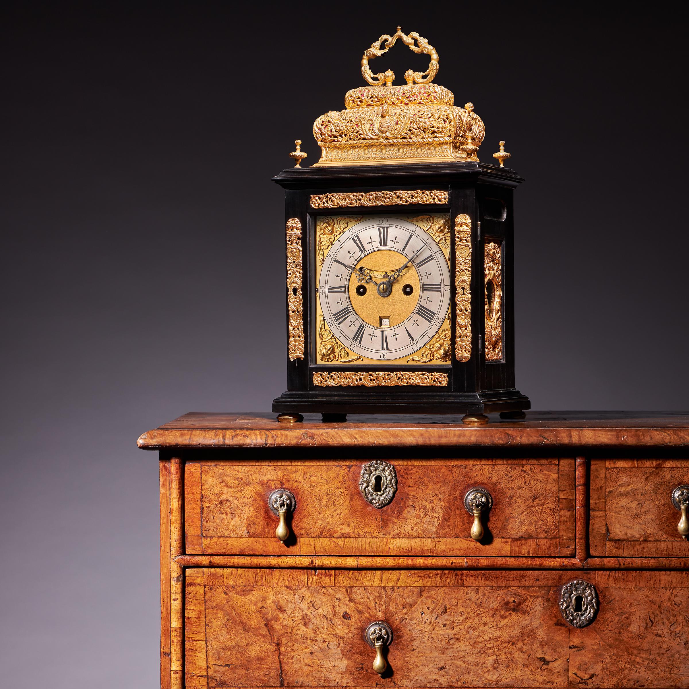 A Rare Late 17th Century English Basket-Top Spring Clock by John Wrench of Chester, Circa 1695-1700. England 10