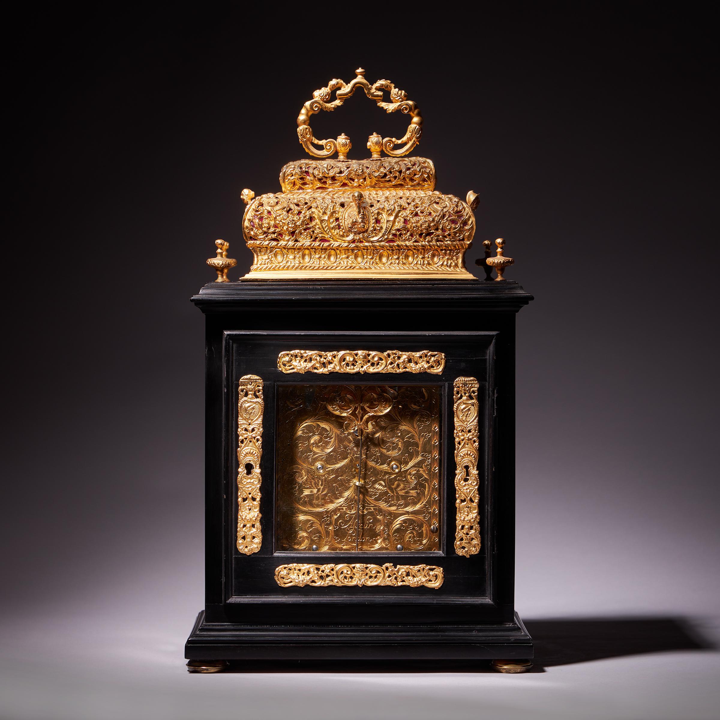 A Rare Late 17th Century English Basket-Top Spring Clock by John Wrench of Chester, Circa 1695-1700. England 4