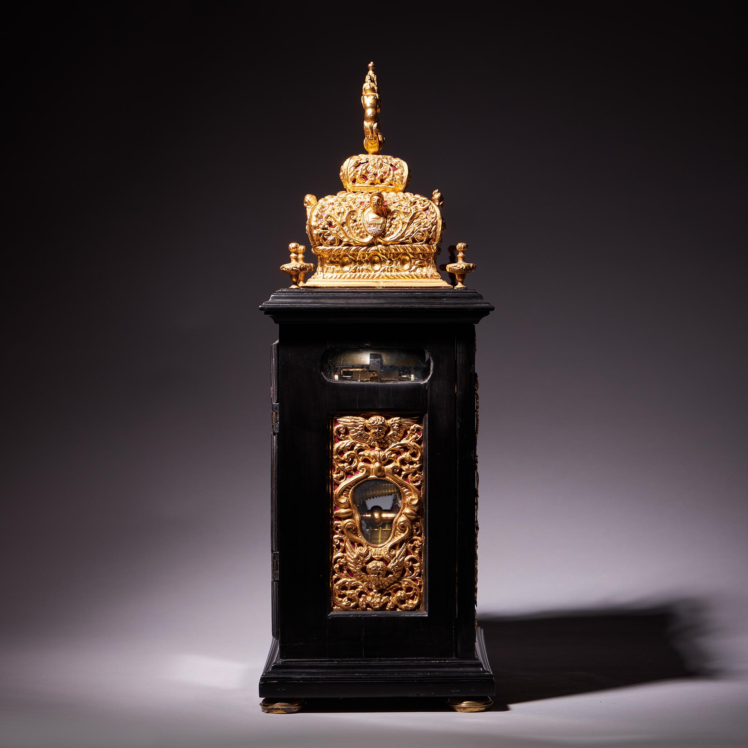 A Rare Late 17th Century English Basket-Top Spring Clock by John Wrench of Chester, Circa 1695-1700. England 5